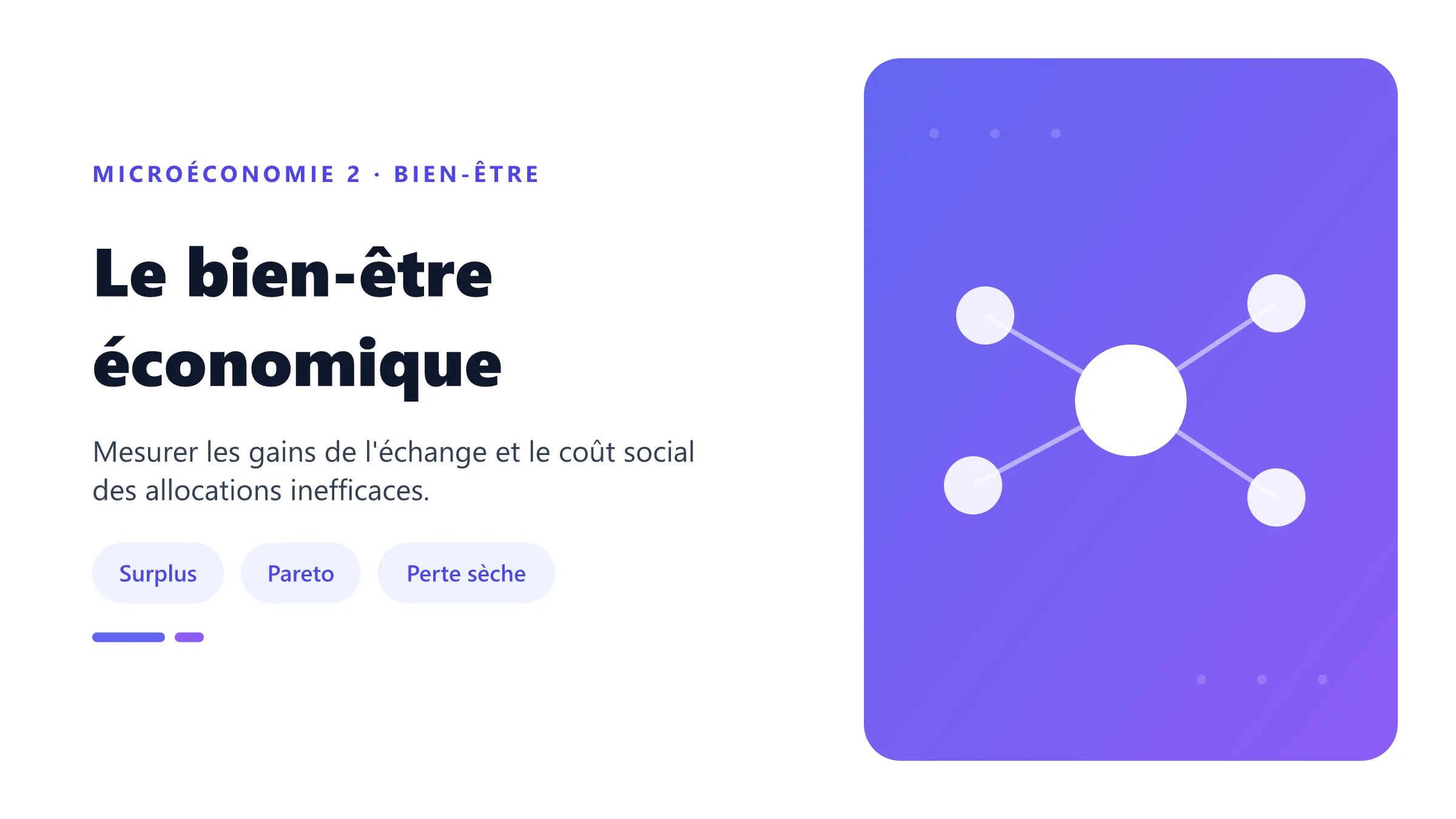 Le bien-être économique Analyse du bien-être économique par les surplus du consommateur et du producteur et la perte sèche.