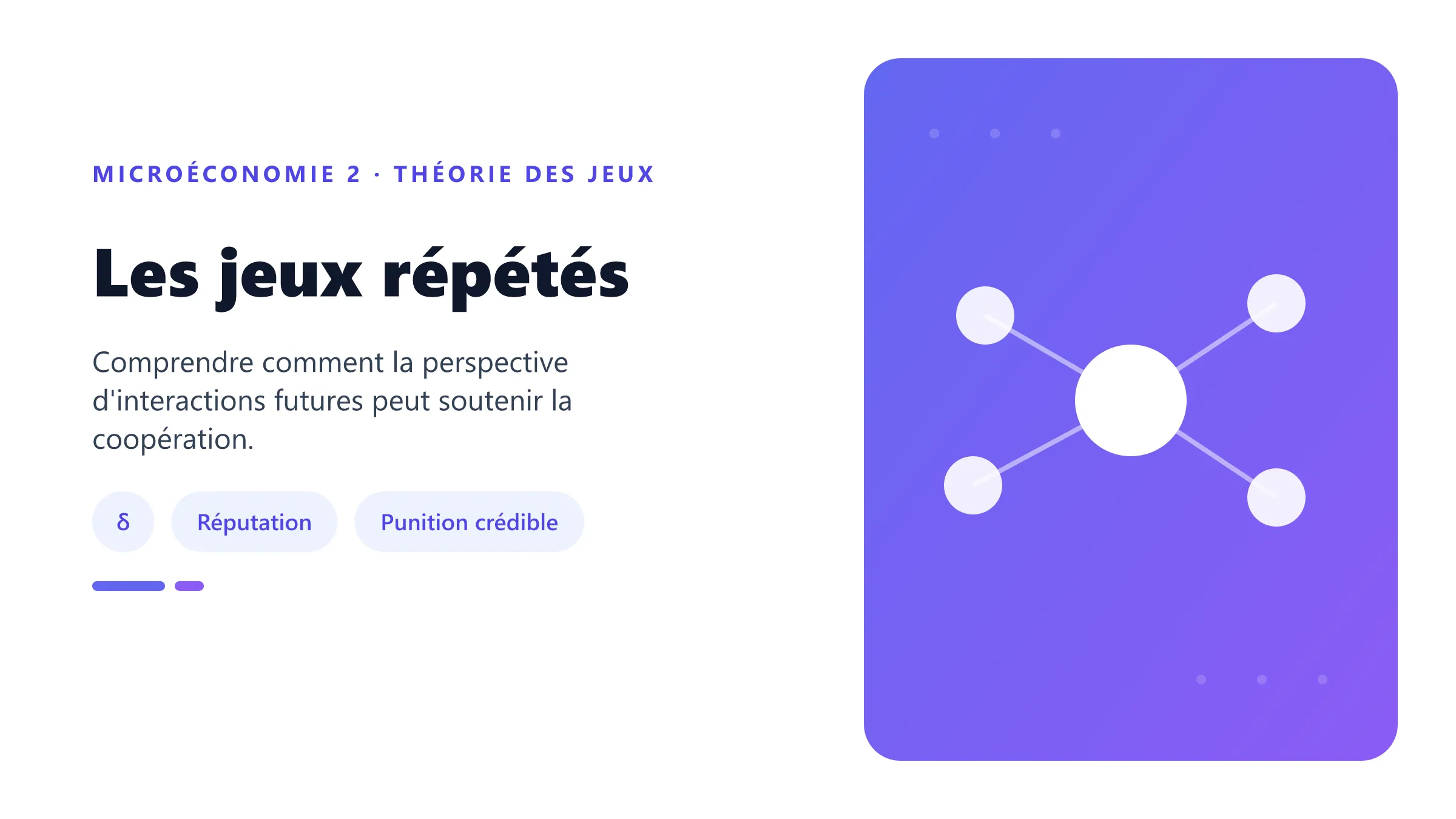 Jeu répété où coopération présente et punition future dépendent du facteur d'actualisation.