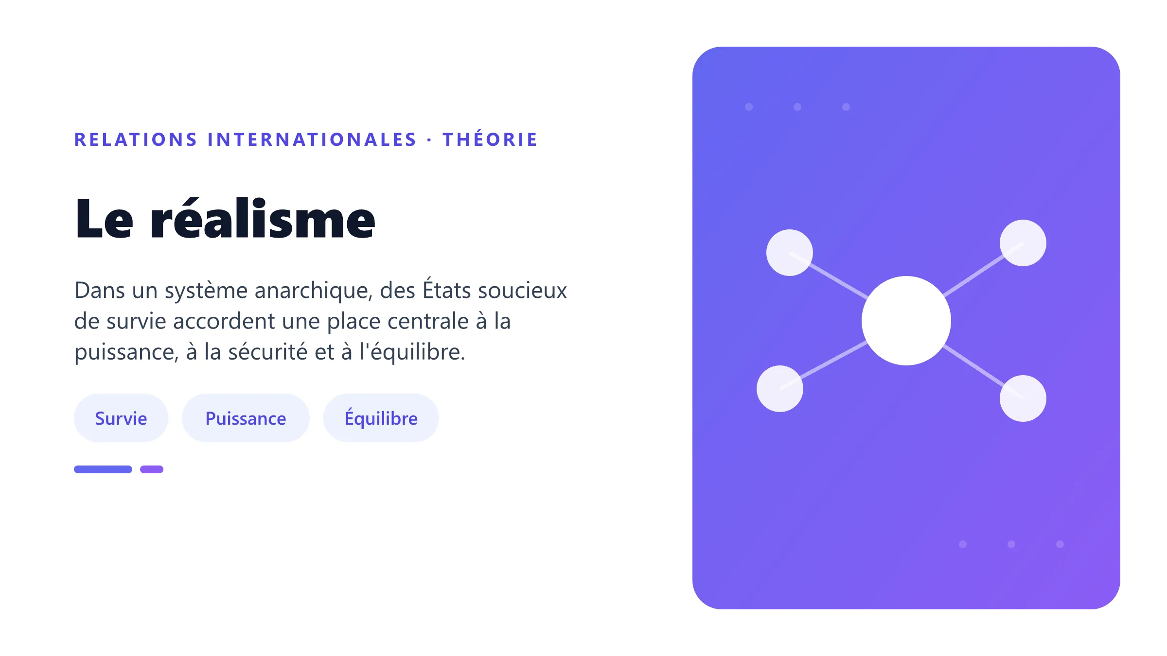 Le réalisme Réalisme en relations internationales : États, anarchie, intérêt national, puissance et équilibre.