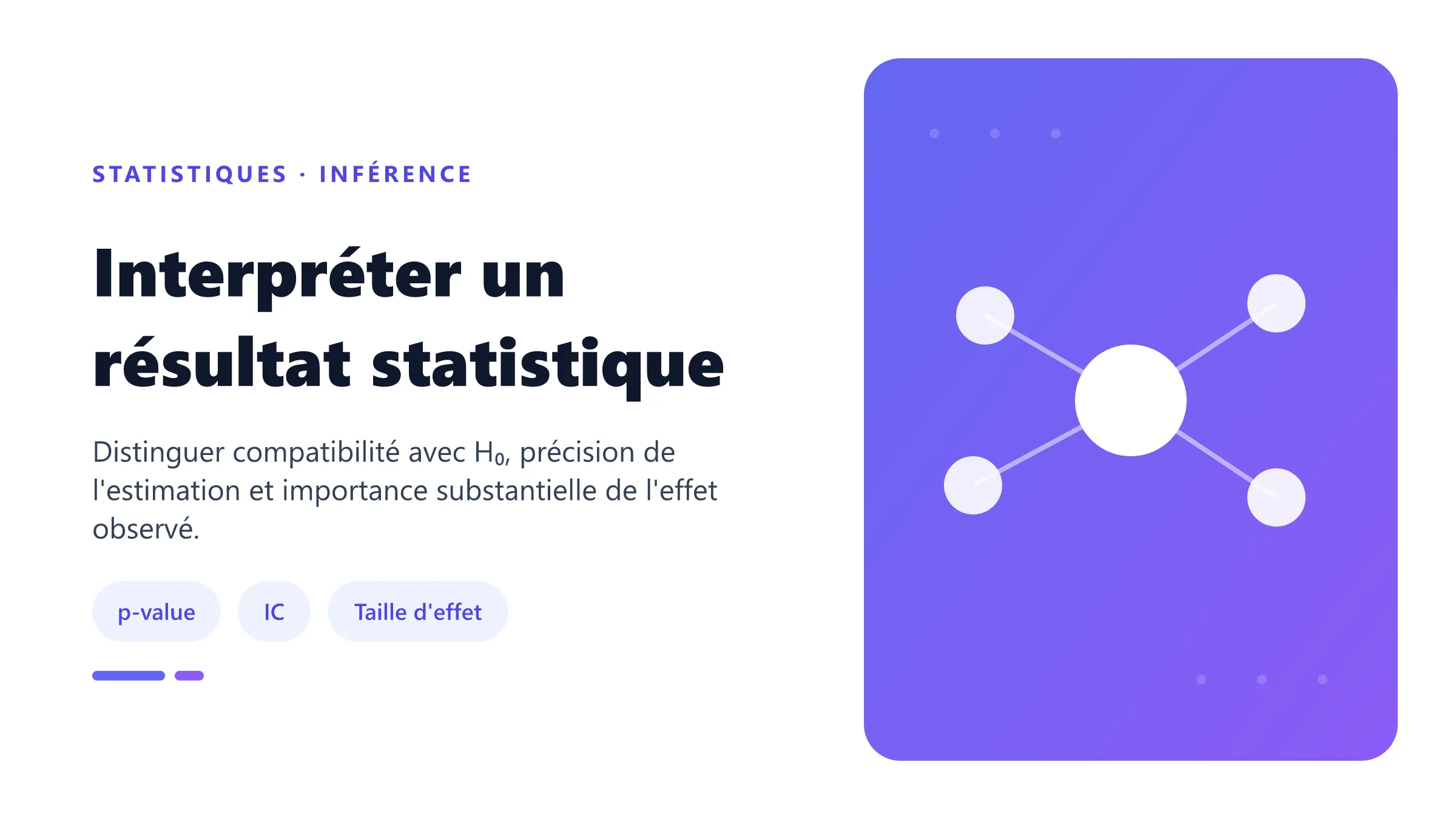 Interpréter un résultat statistique Lecture conjointe d'une p-value, d'un intervalle de confiance et d'une taille d'effet.