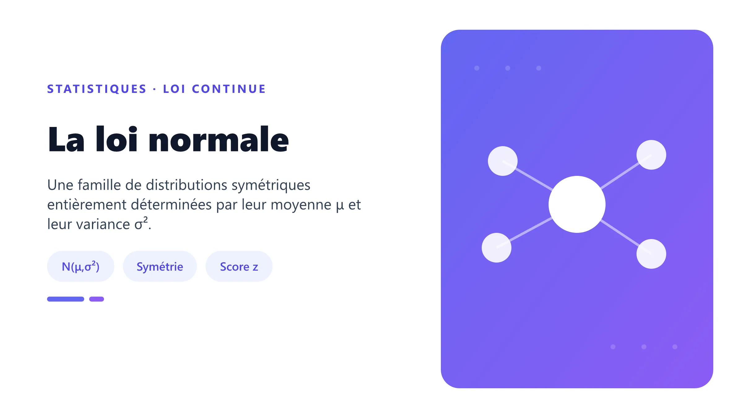 La loi normale Courbe en cloche d'une loi normale repérée par sa moyenne et son écart-type.