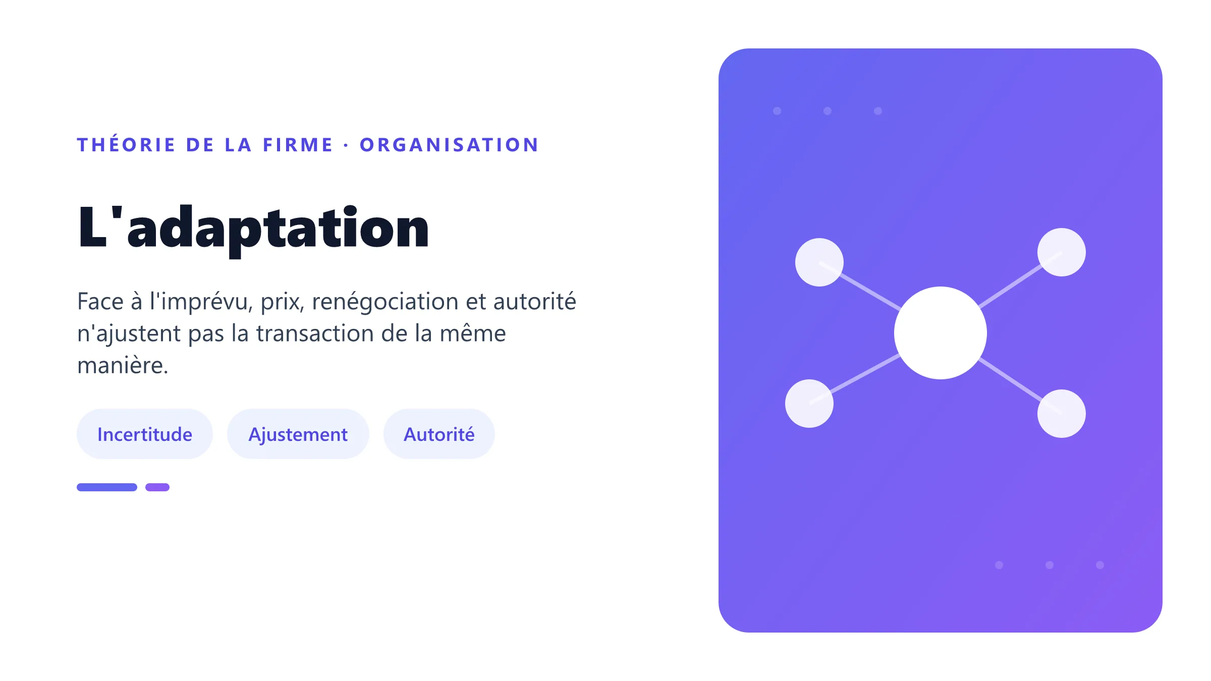L'adaptation Mécanismes d'adaptation de la firme à l'incertitude.