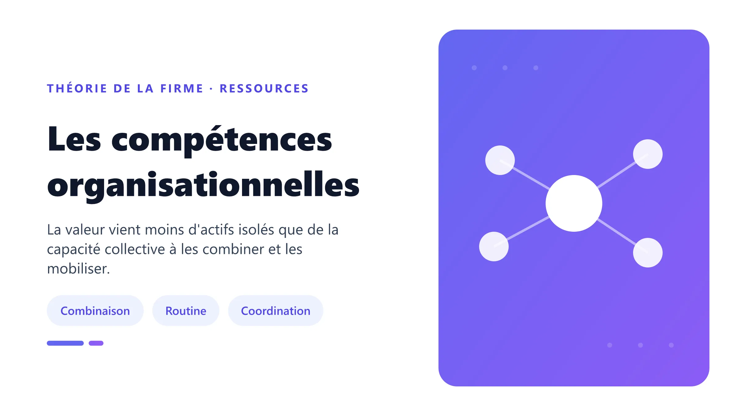 Les compétences organisationnelles Compétences collectives issues de la combinaison de ressources.