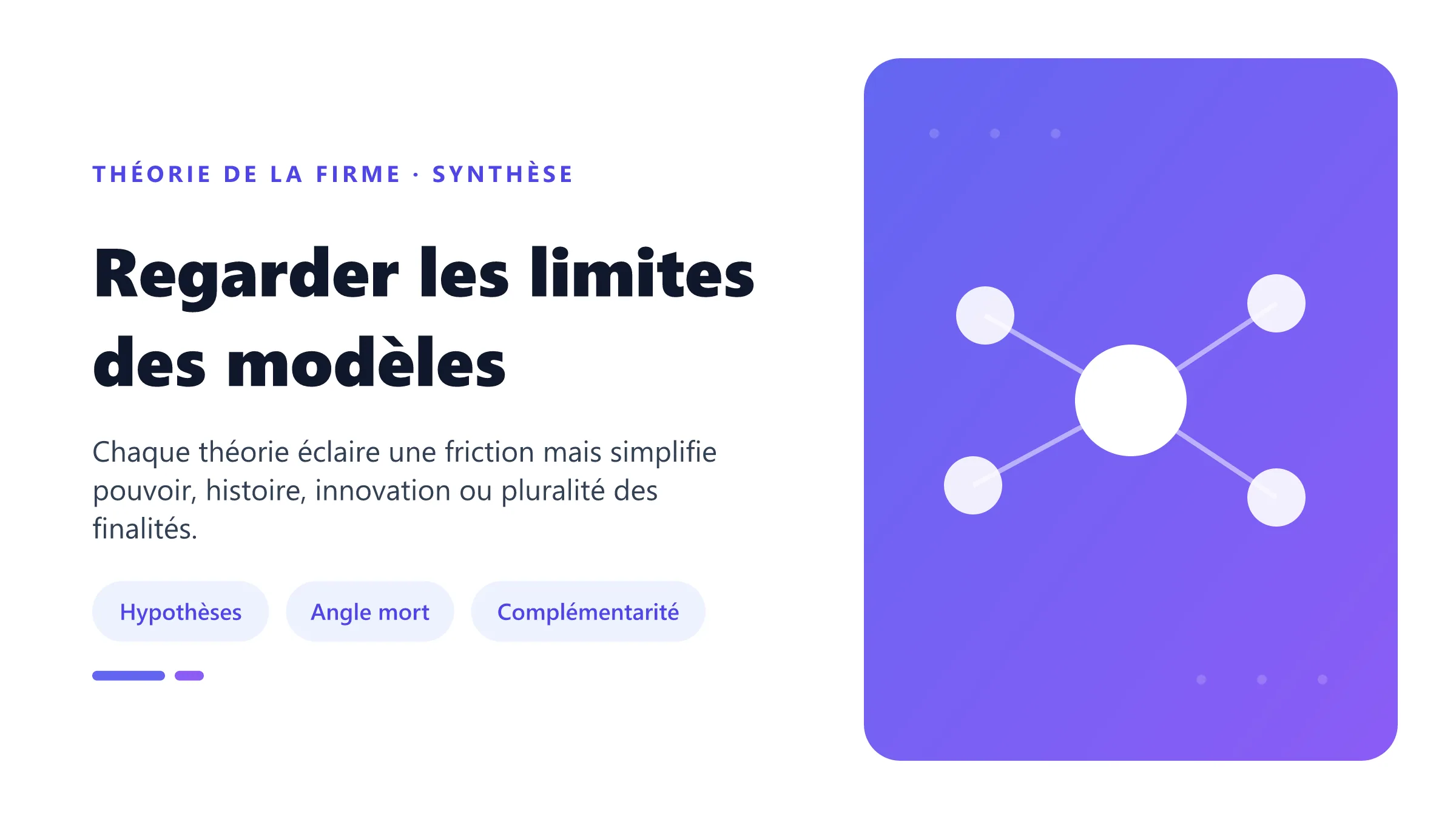 Regarder les limites des modèles Principales critiques adressées aux modèles de la firme.