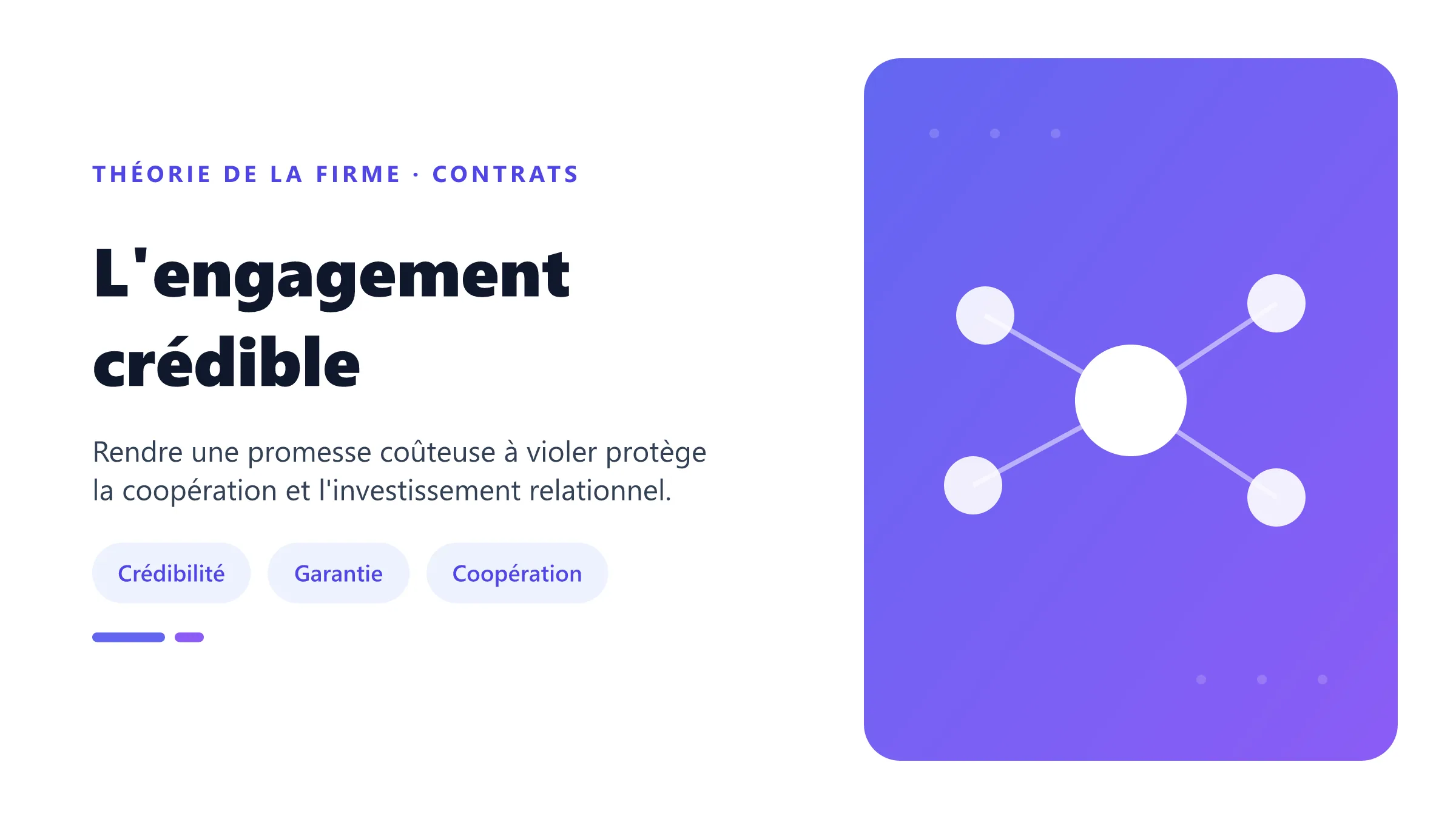 Mécanismes d'engagement crédible dans une relation contractuelle.