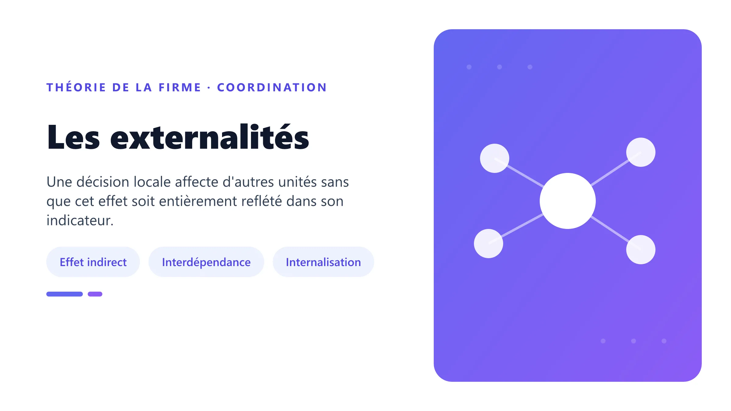 Les externalités Externalités entre unités et mécanismes d'internalisation.