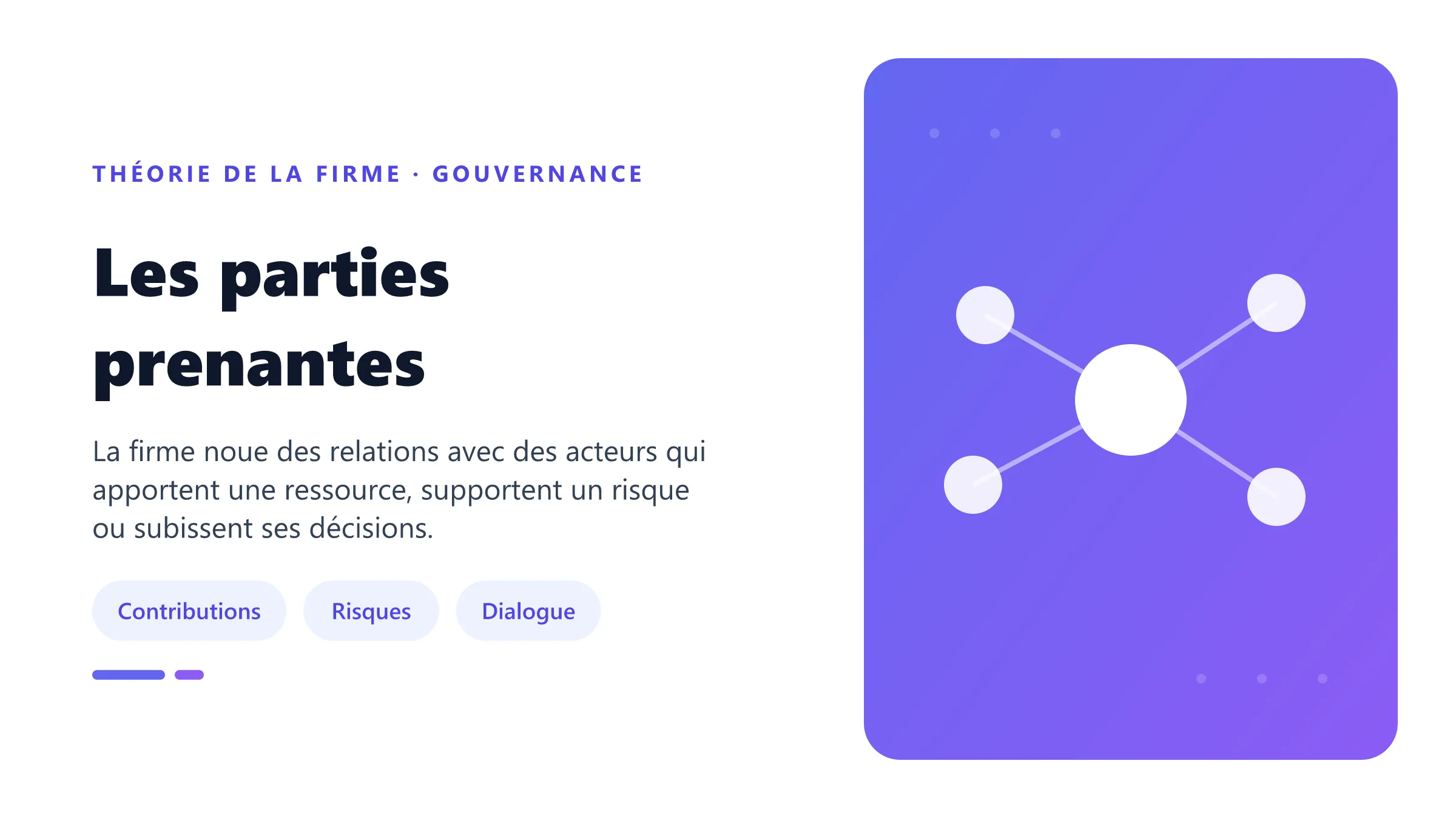 Cartographie des parties prenantes internes et externes.