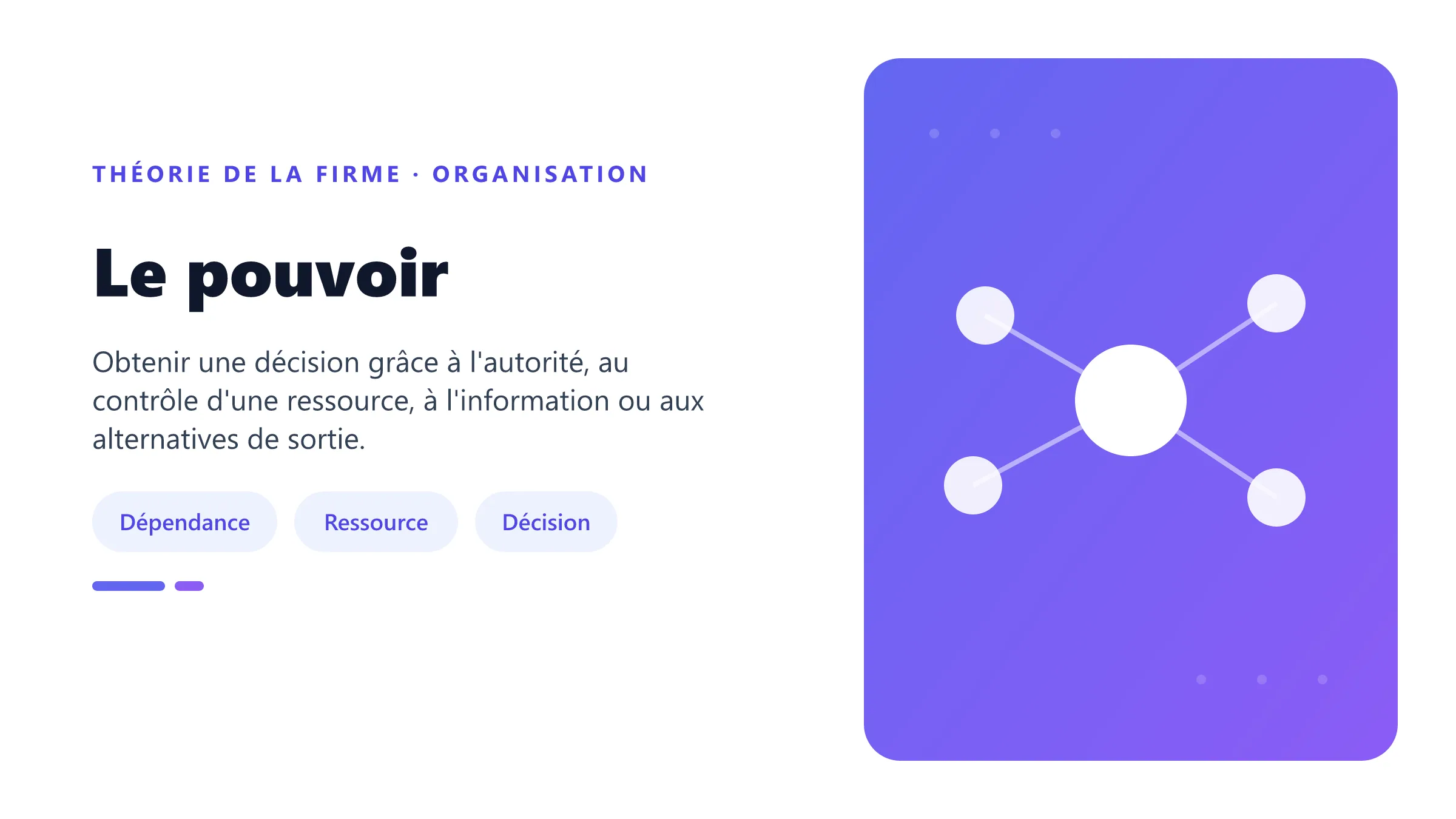 Sources économiques et organisationnelles du pouvoir.