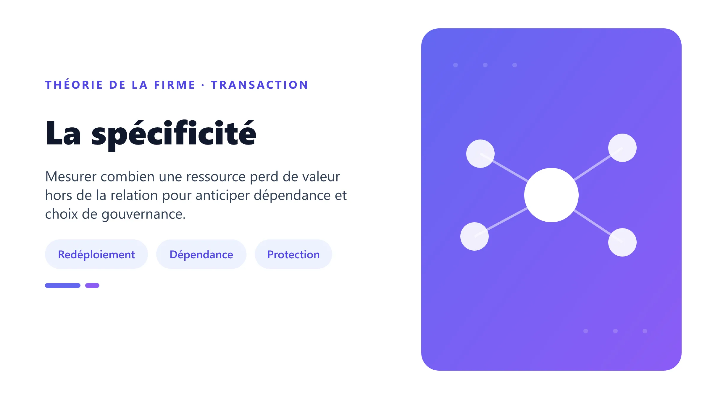La spécificité Gradient de spécificité et conséquences de gouvernance.