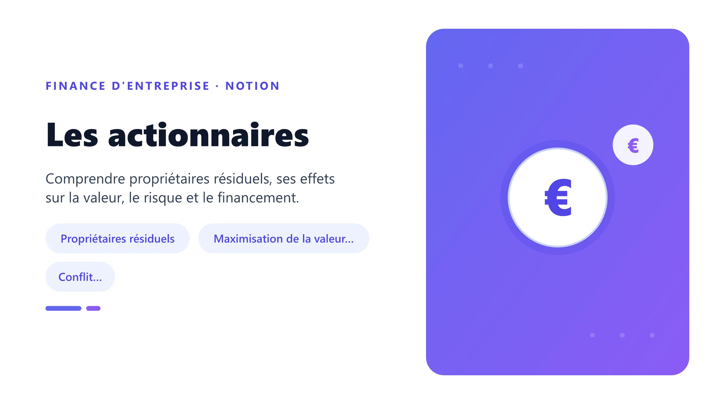 Les actionnaires Visuel pédagogique sur actionnaires : concepts, mécanismes et décision financière.