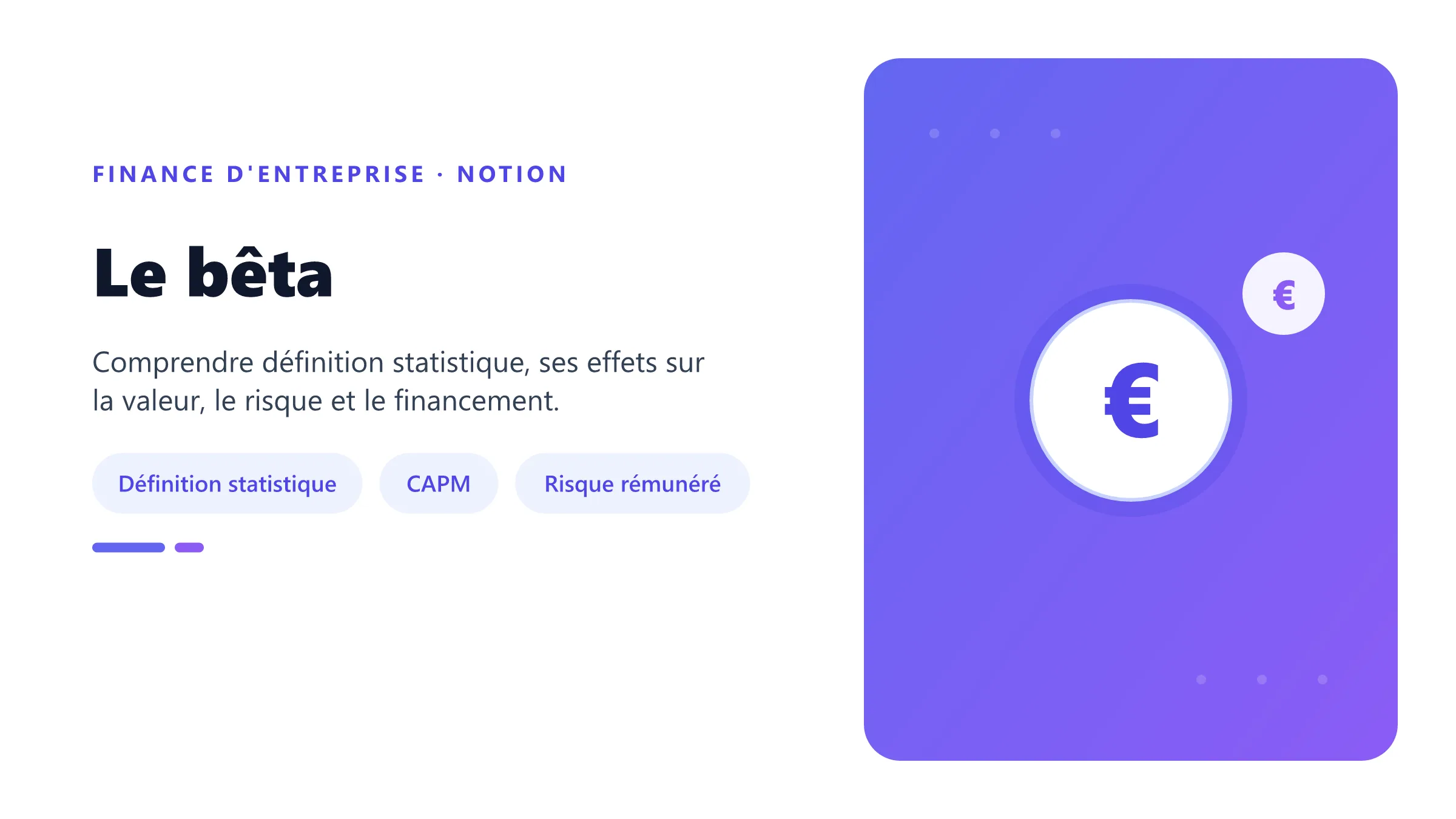 Le bêta Visuel pédagogique sur bêta : concepts, mécanismes et décision financière.