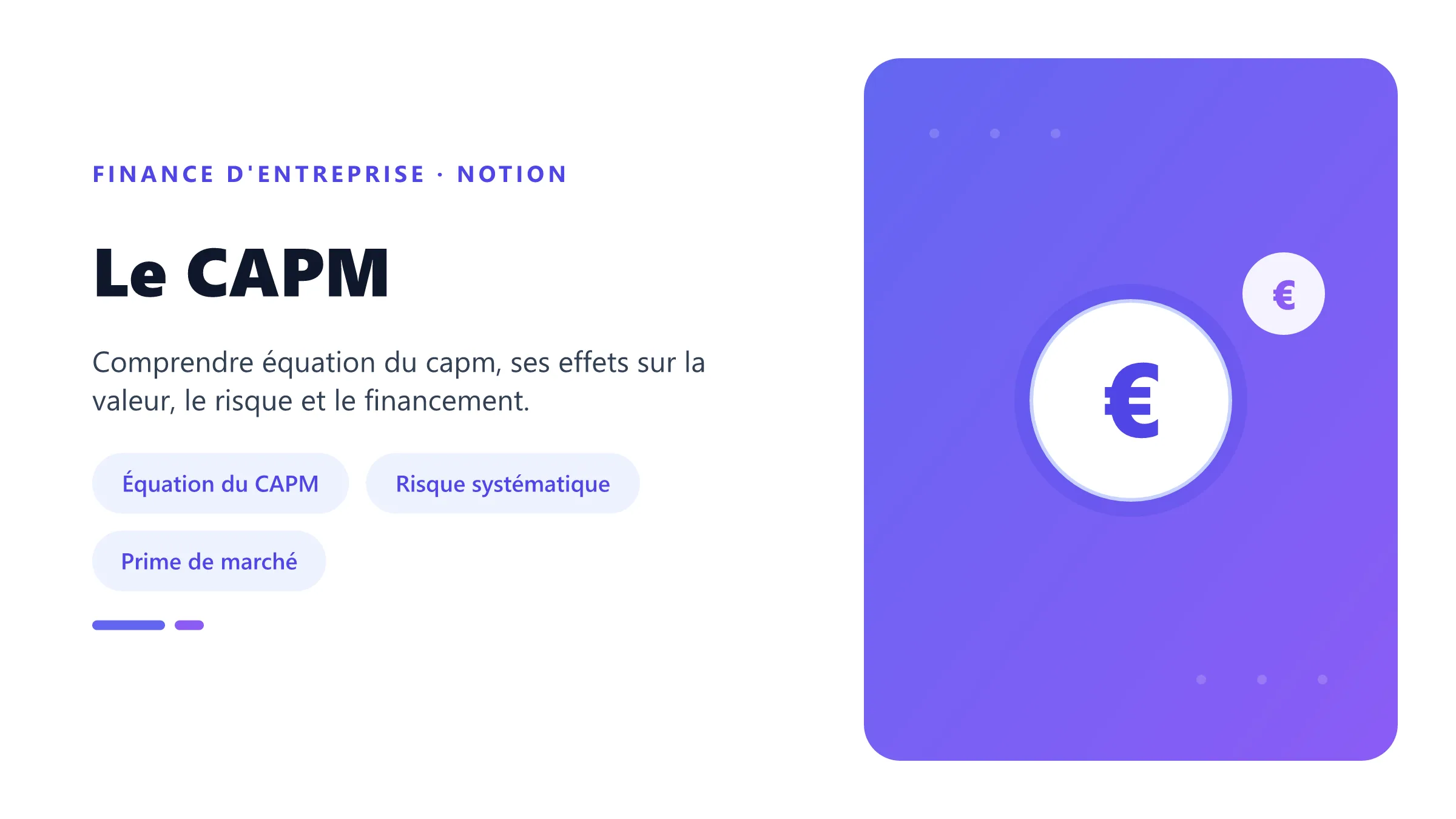 Le CAPM Visuel pédagogique sur capm : concepts, mécanismes et décision financière.