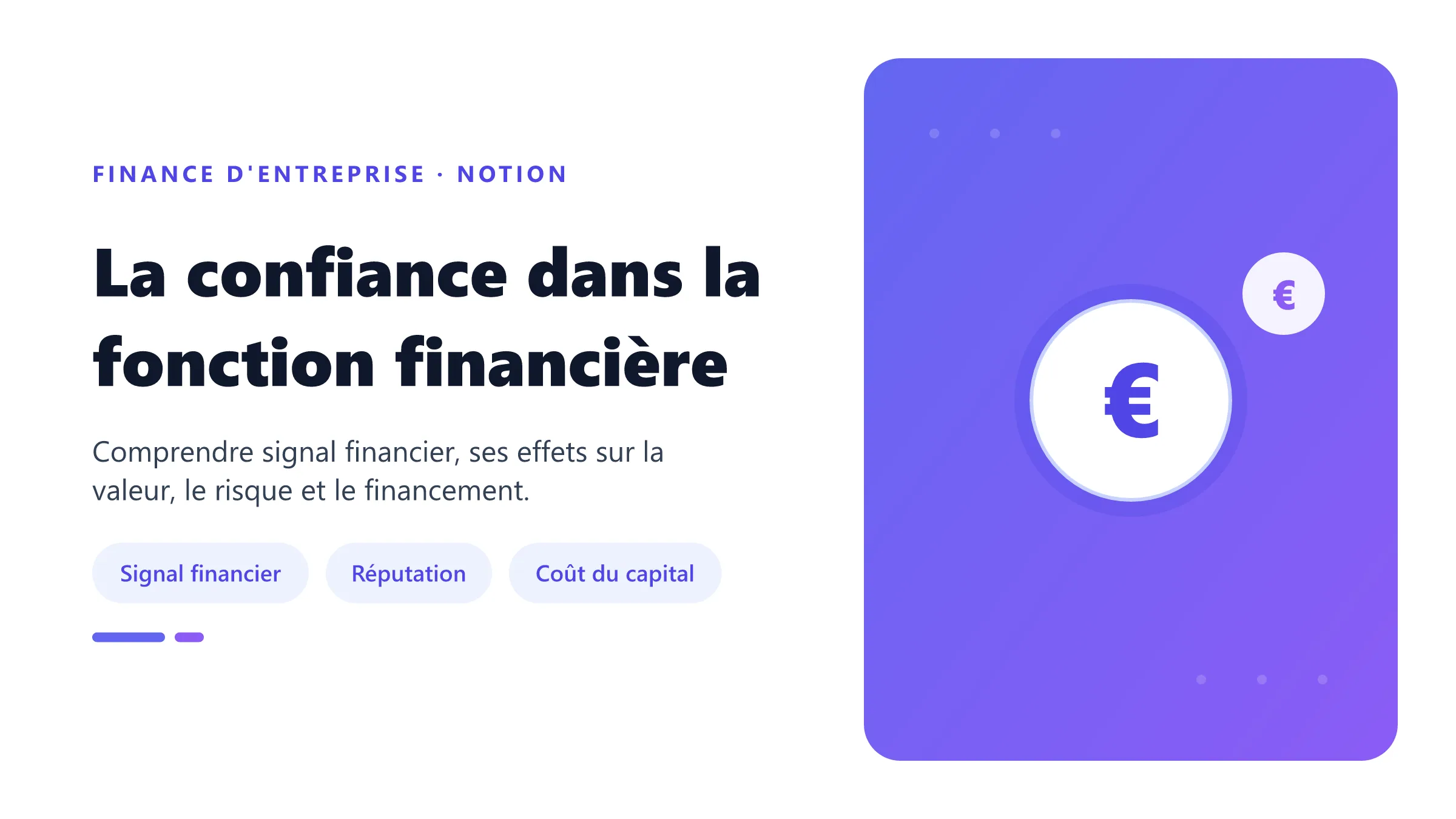 La confiance dans la fonction financière Visuel pédagogique sur confiance dans la fonction financière : concepts, mécanismes et décision financière.