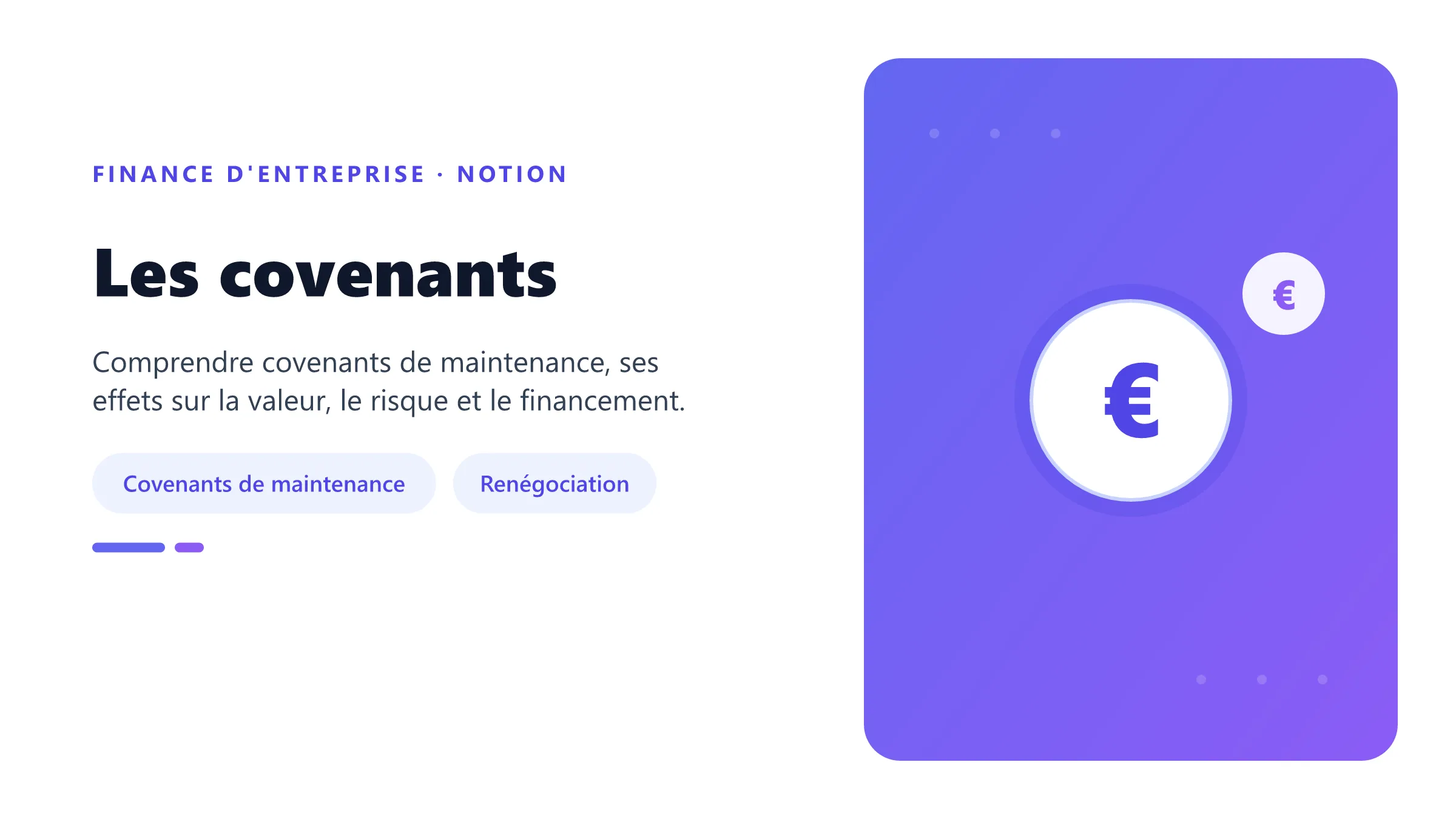 Les covenants Visuel pédagogique sur covenants : concepts, mécanismes et décision financière.