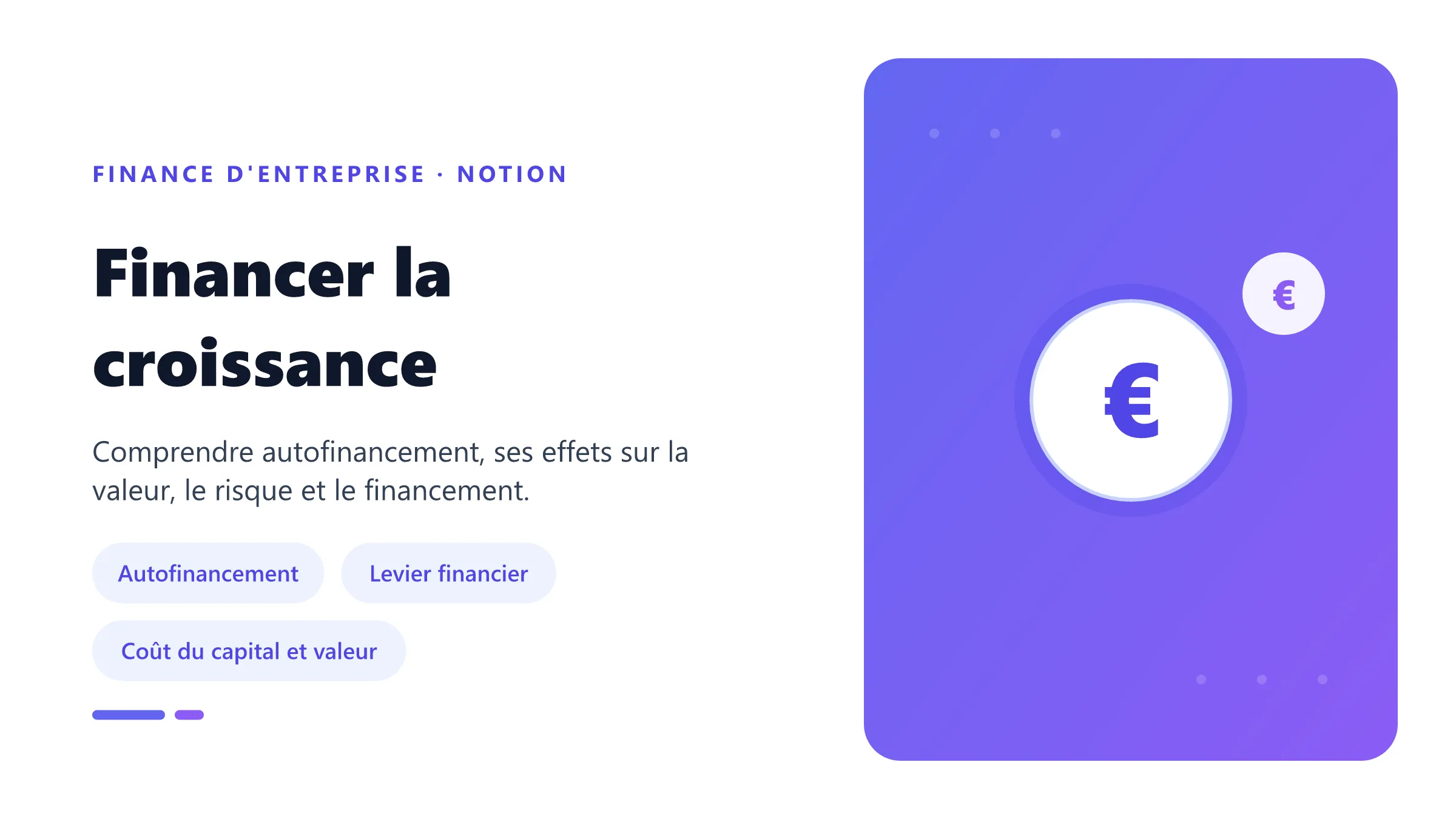 Visuel pédagogique sur financer la croissance : concepts, mécanismes et décision financière.