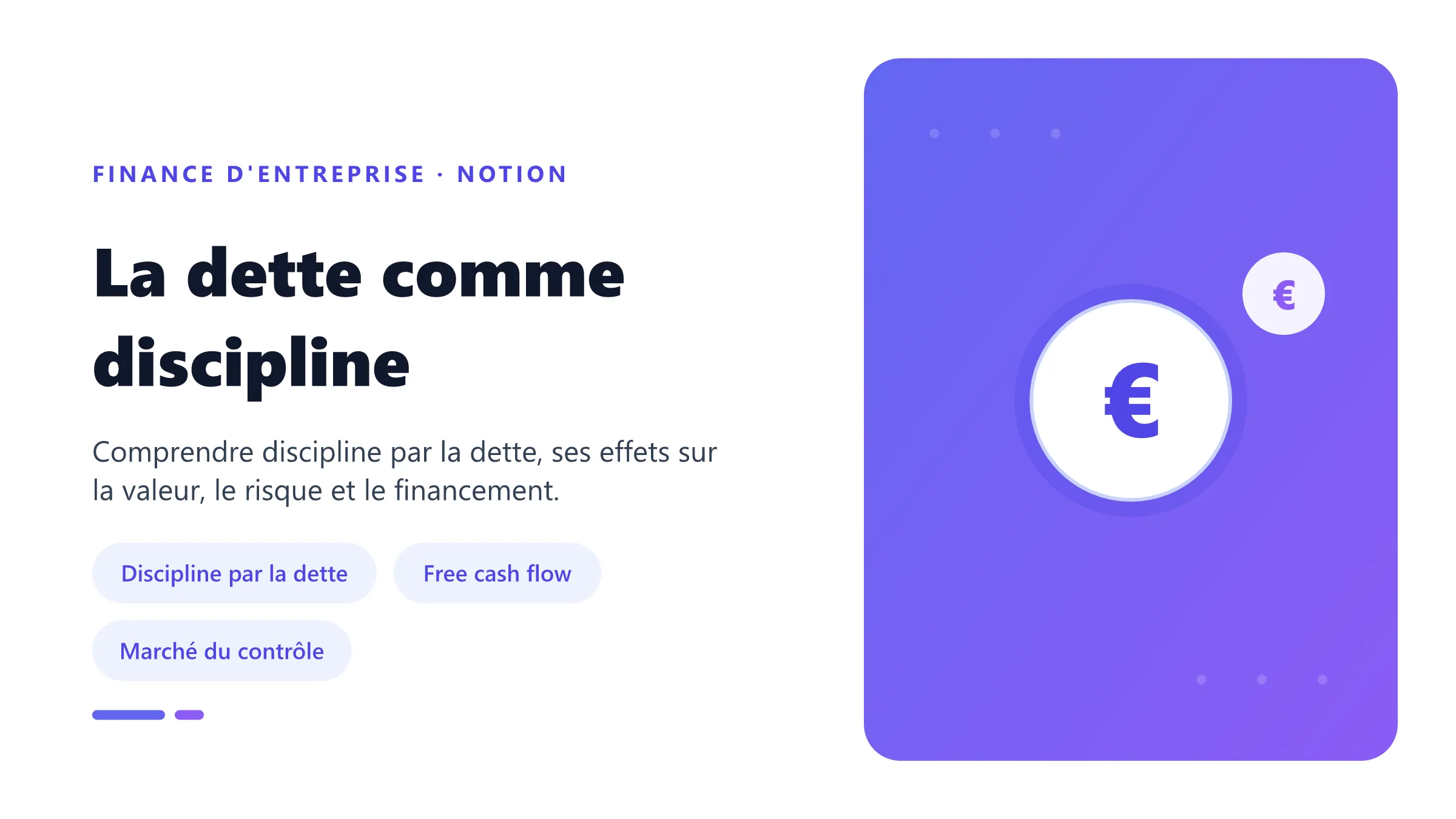 La dette comme discipline Visuel pédagogique sur dette comme discipline : concepts, mécanismes et décision financière.