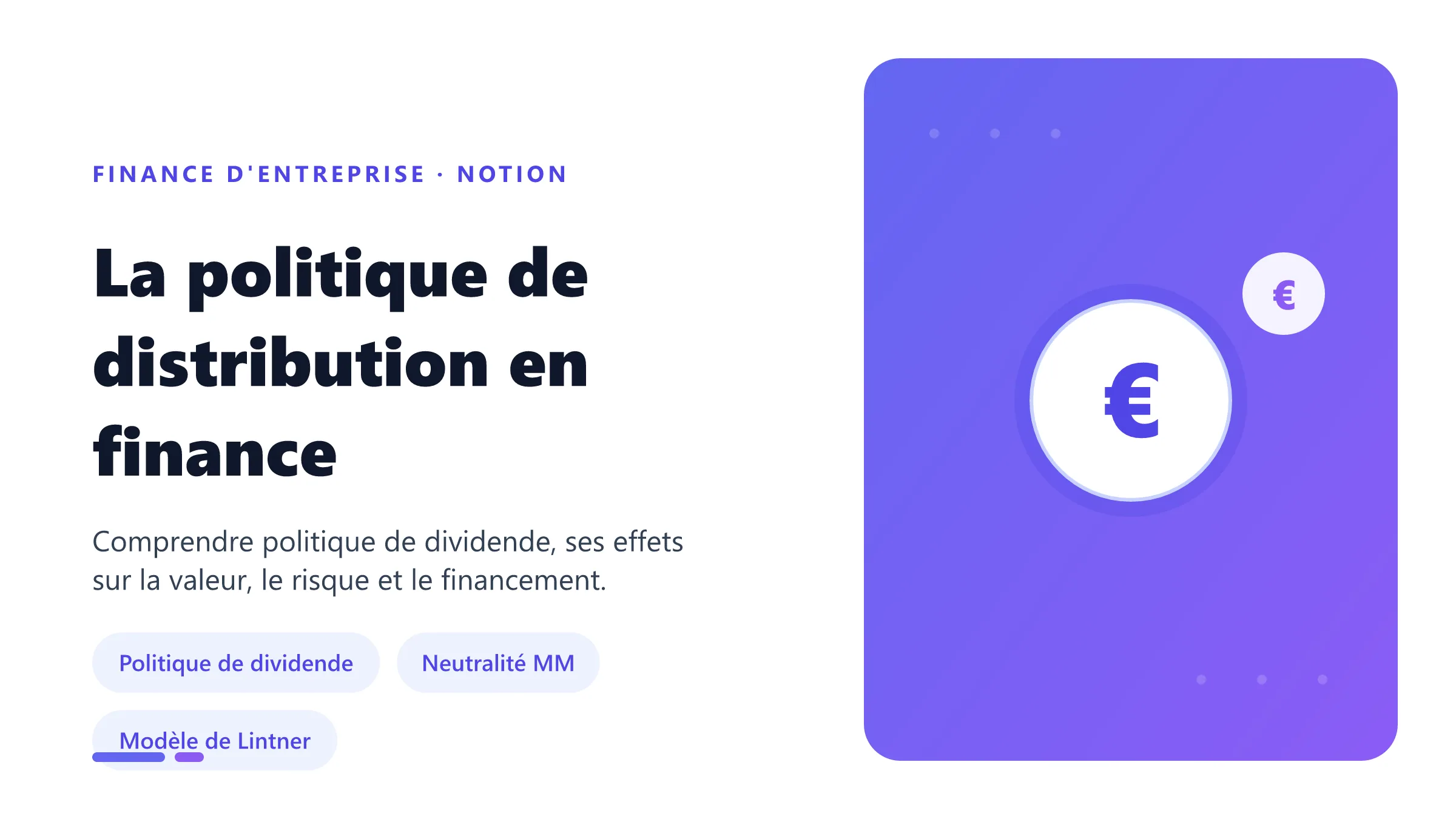 La politique de distribution en finance Visuel pédagogique sur politique de distribution en finance : concepts, mécanismes et décision financière.