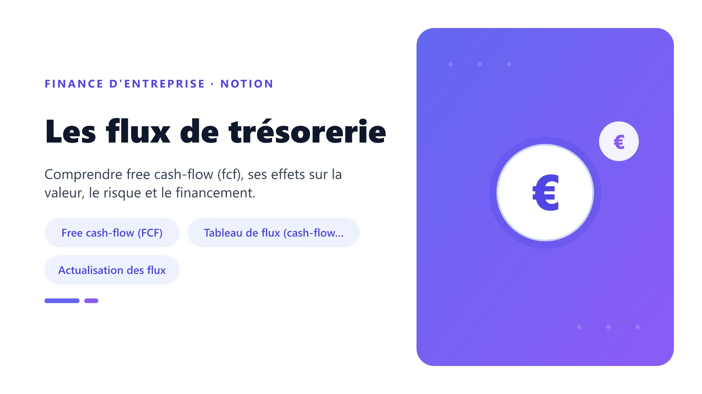Visuel pédagogique sur flux de trésorerie : concepts, mécanismes et décision financière.