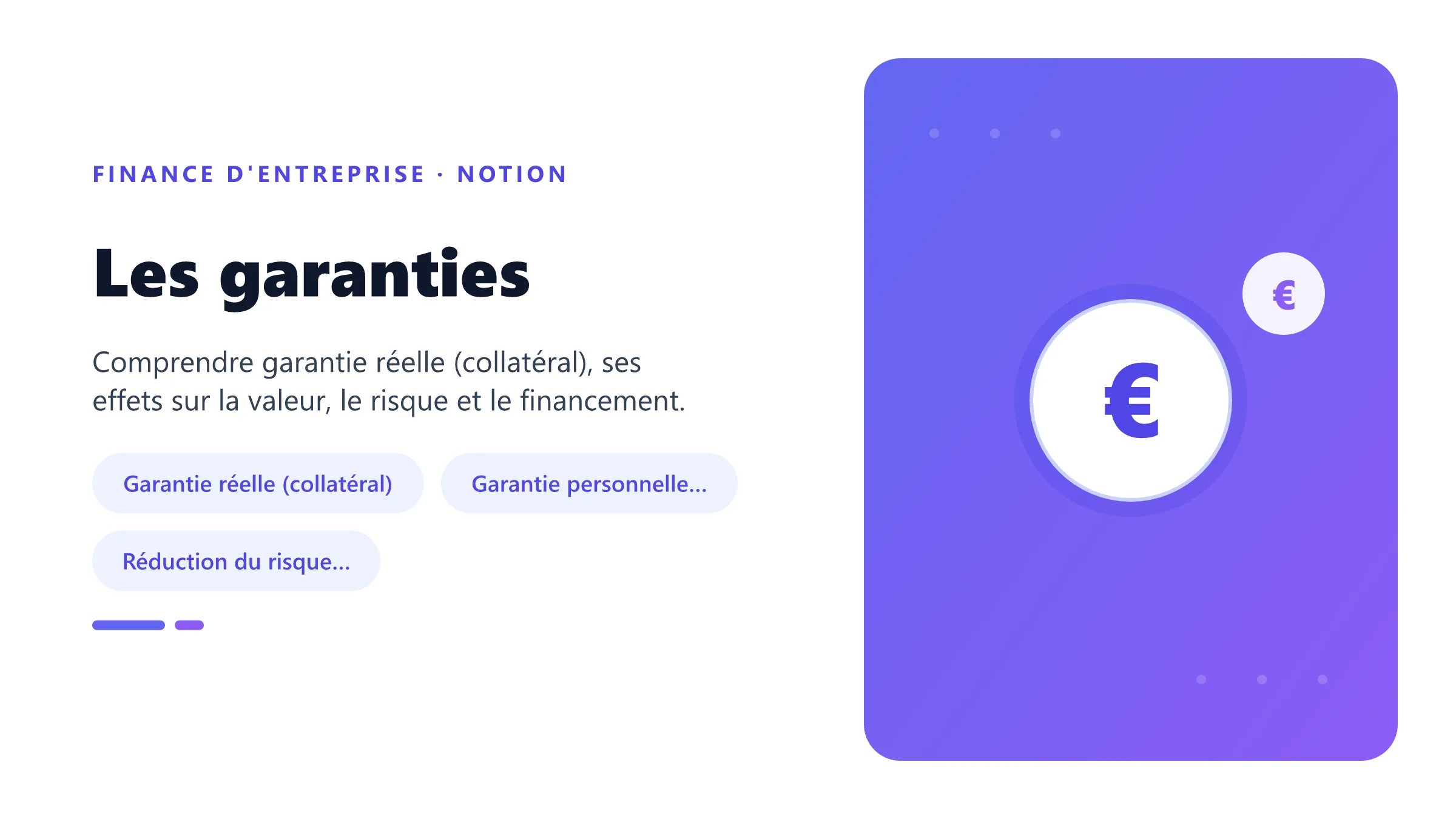 Les garanties Visuel pédagogique sur garanties : concepts, mécanismes et décision financière.