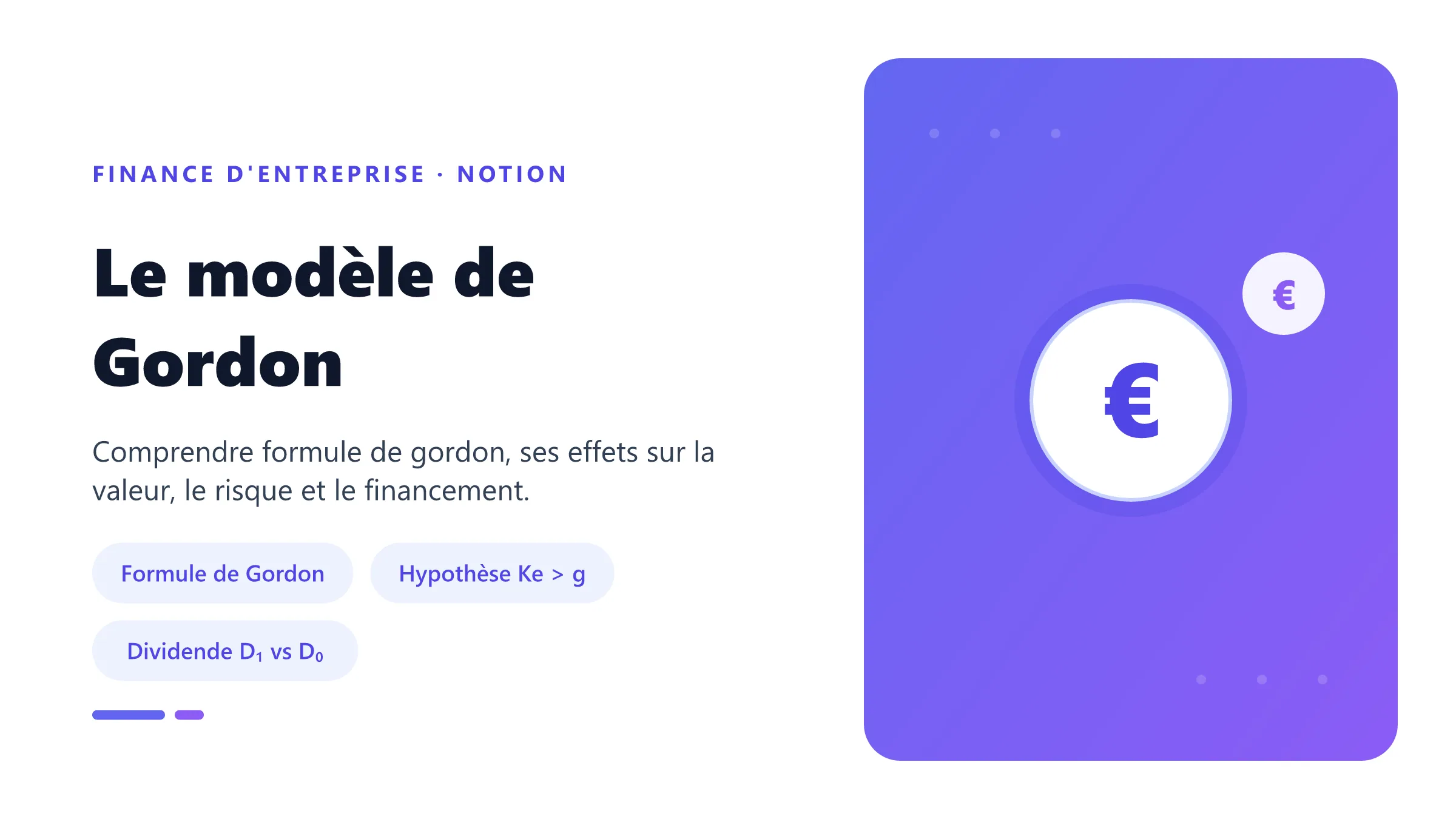 Visuel pédagogique sur modèle de gordon : concepts, mécanismes et décision financière.