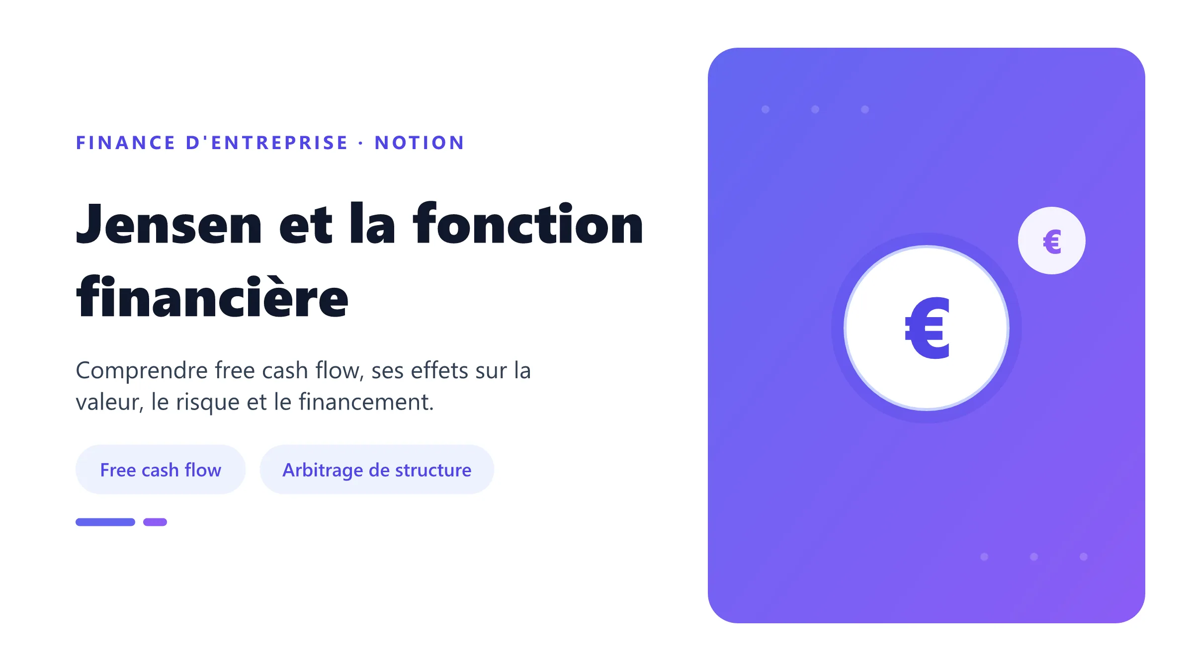 Jensen et la fonction financière Visuel pédagogique sur jensen et la fonction financière : concepts, mécanismes et décision financière.