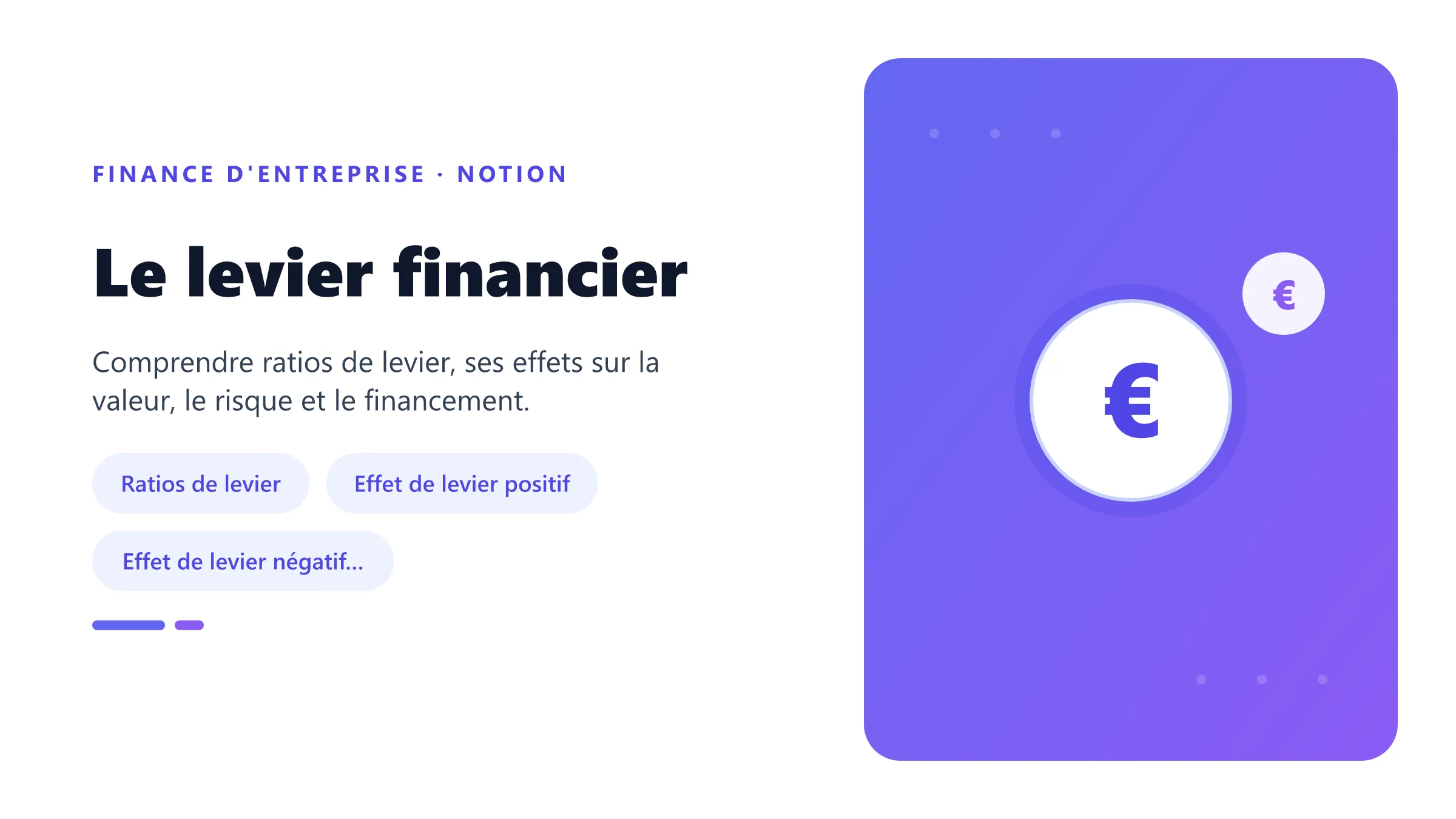 Le levier financier Visuel pédagogique sur levier financier : concepts, mécanismes et décision financière.