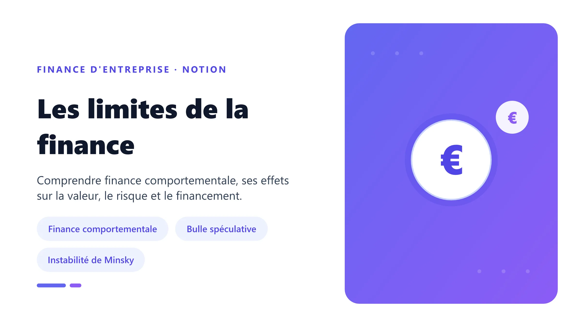Visuel pédagogique sur limites de la finance : concepts, mécanismes et décision financière.