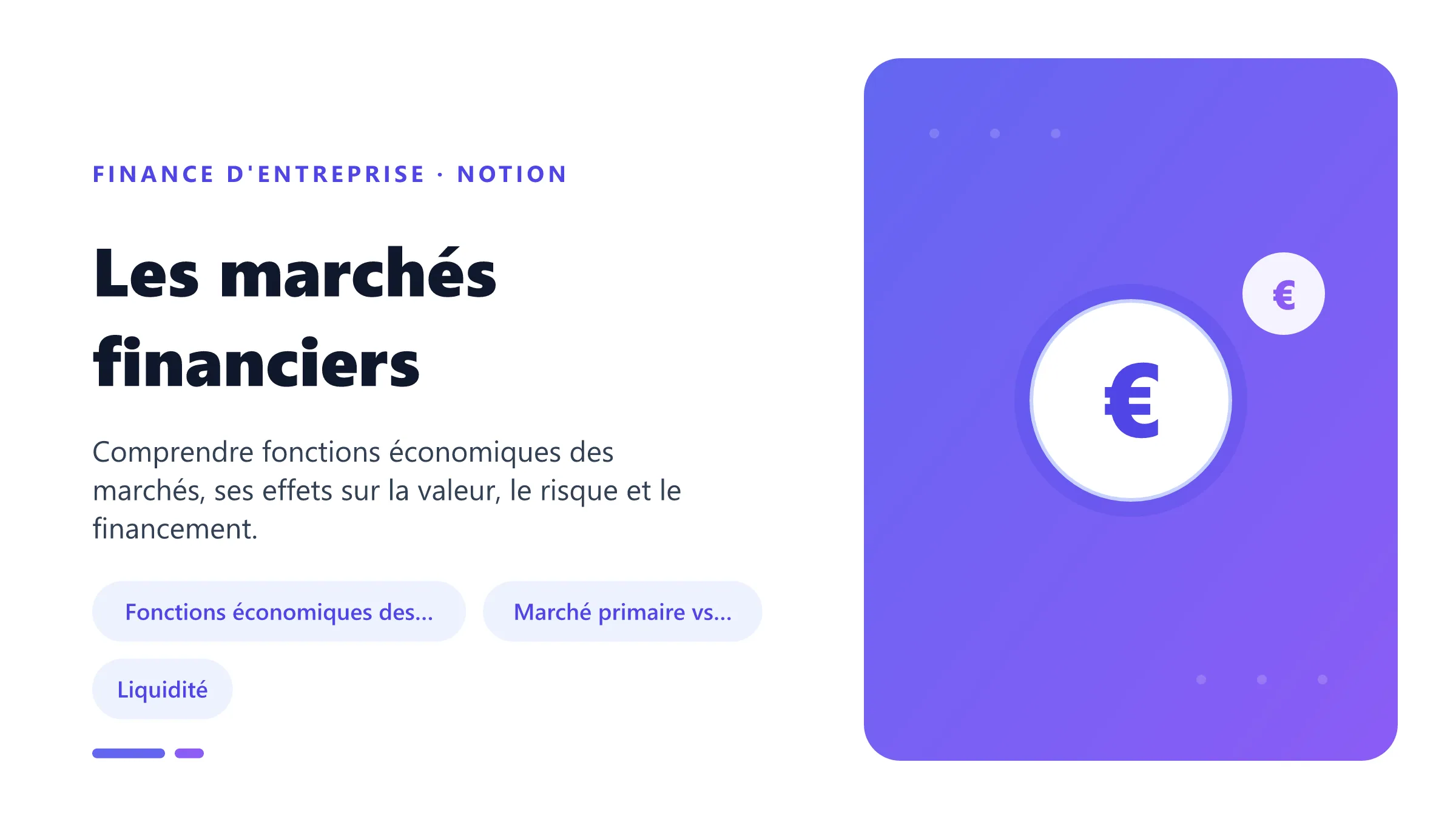 Les marchés financiers Visuel pédagogique sur marchés financiers : concepts, mécanismes et décision financière.