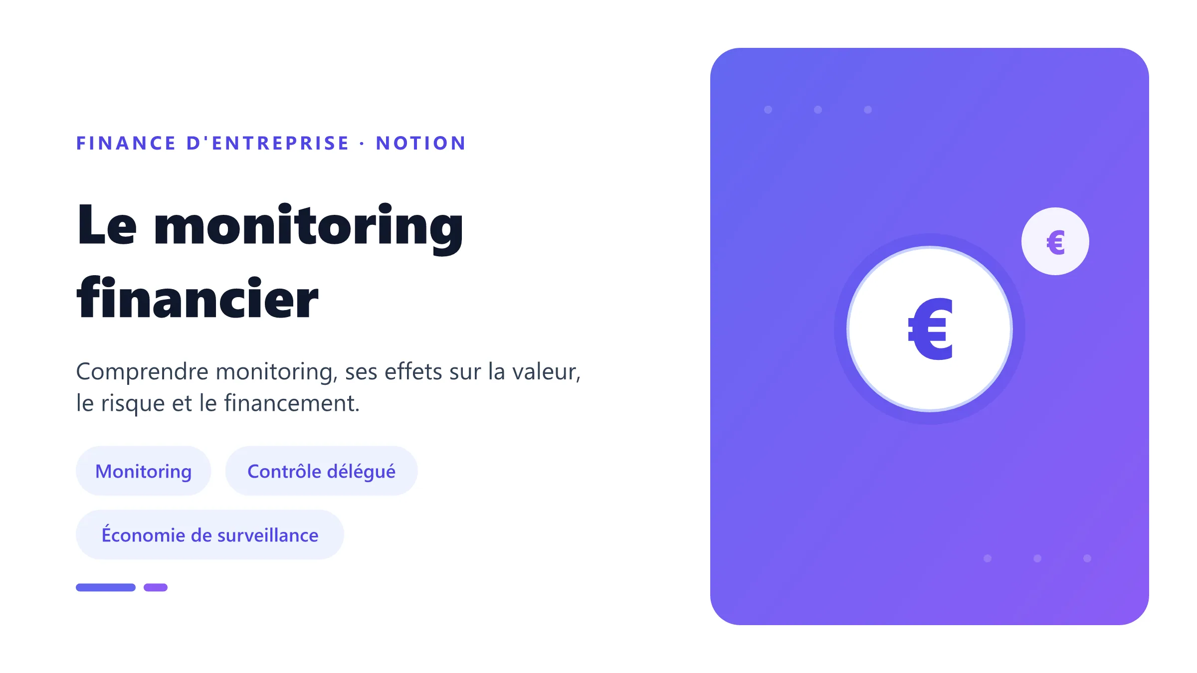 Le monitoring financier Visuel pédagogique sur monitoring financier : concepts, mécanismes et décision financière.