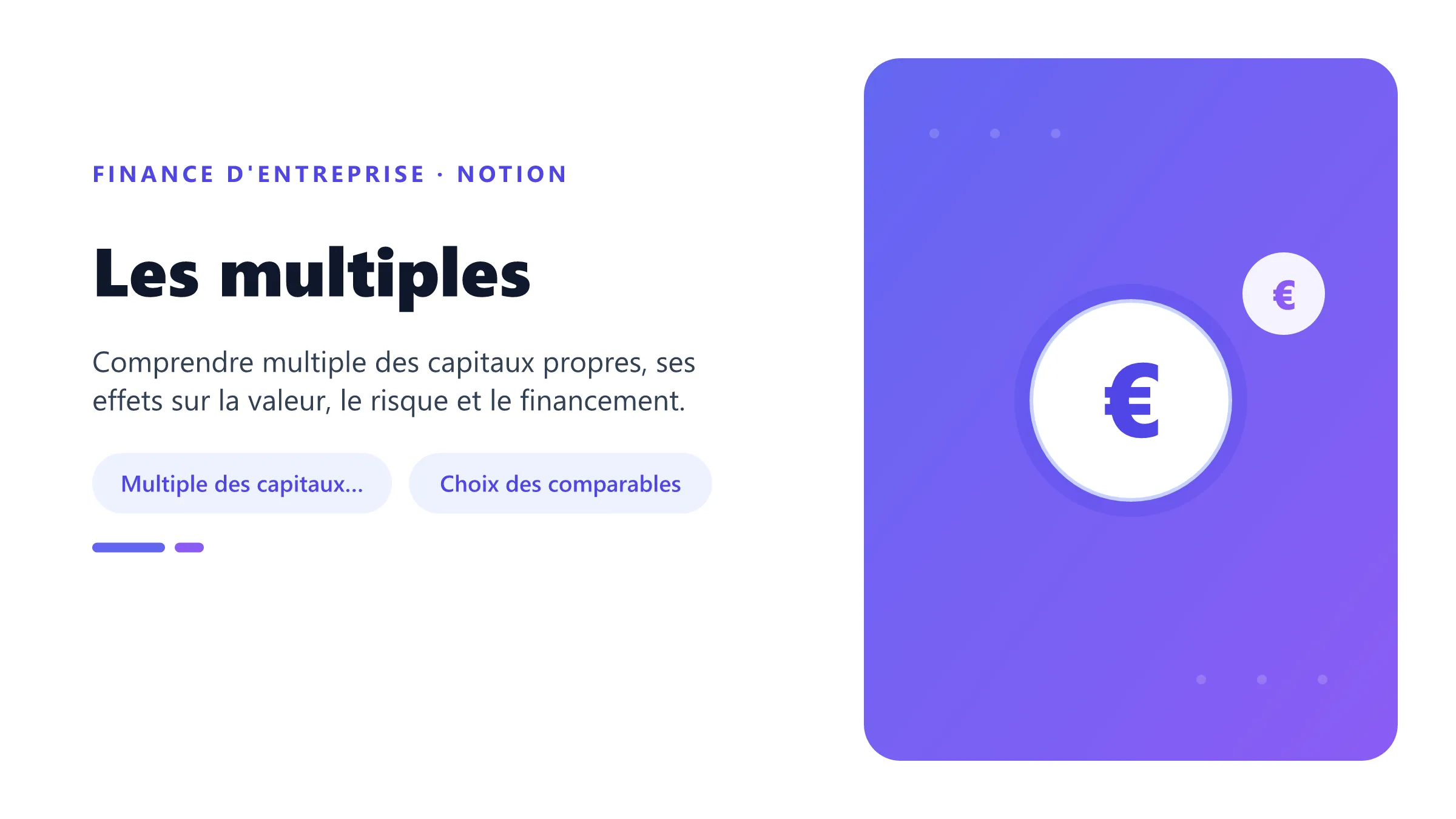 Les multiples Visuel pédagogique sur multiples : concepts, mécanismes et décision financière.