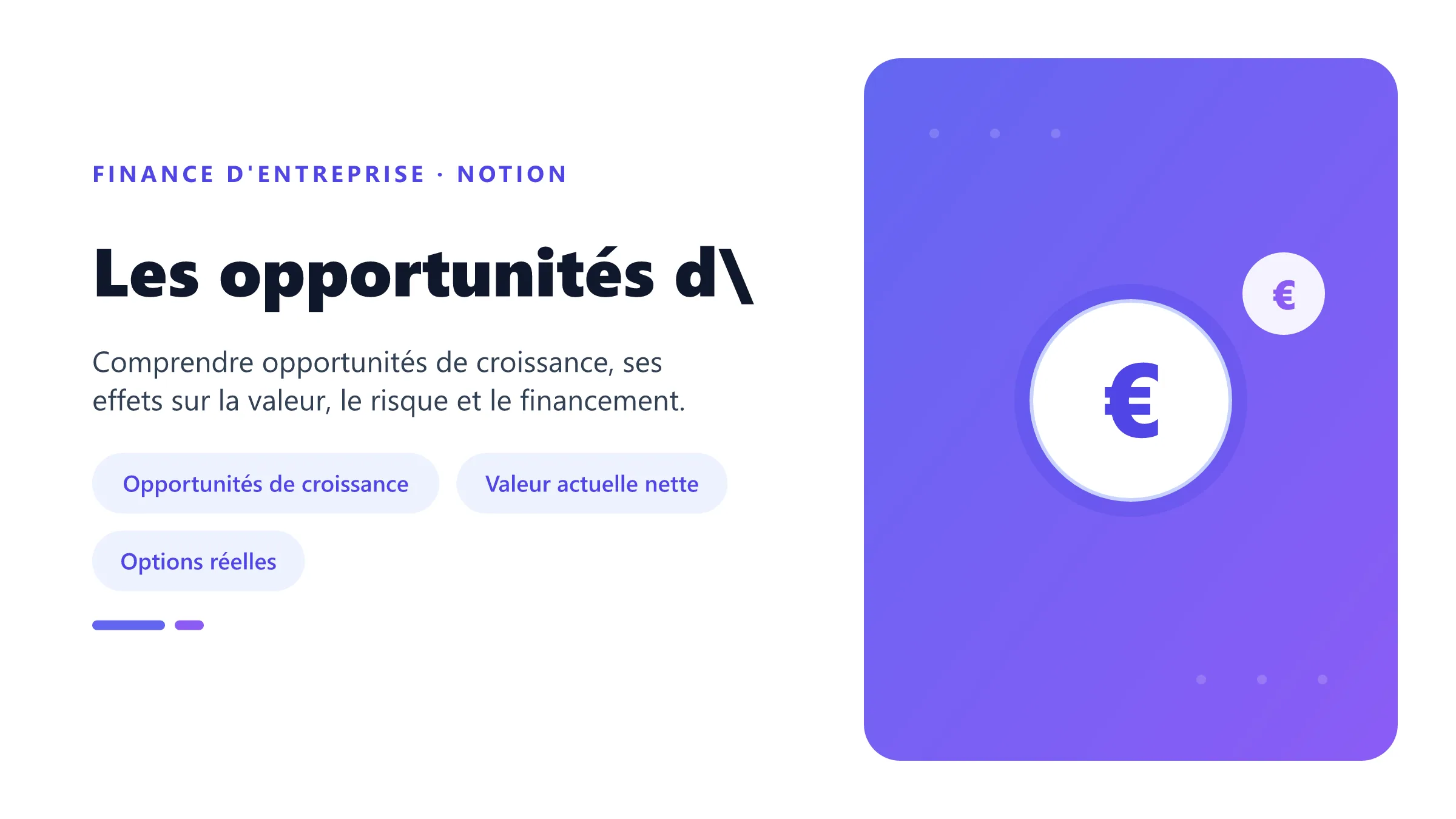 Les opportunités d'investissement Visuel pédagogique sur opportunités d'investissement : concepts, mécanismes et décision financière.