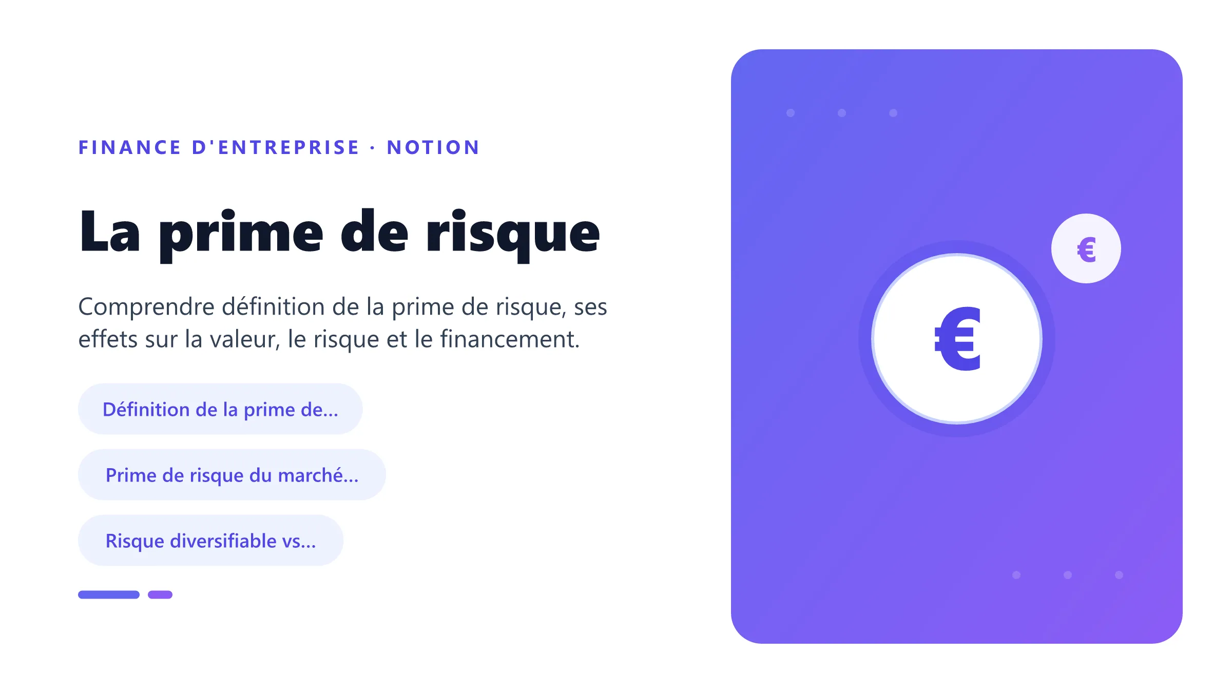 La prime de risque Visuel pédagogique sur prime de risque : concepts, mécanismes et décision financière.