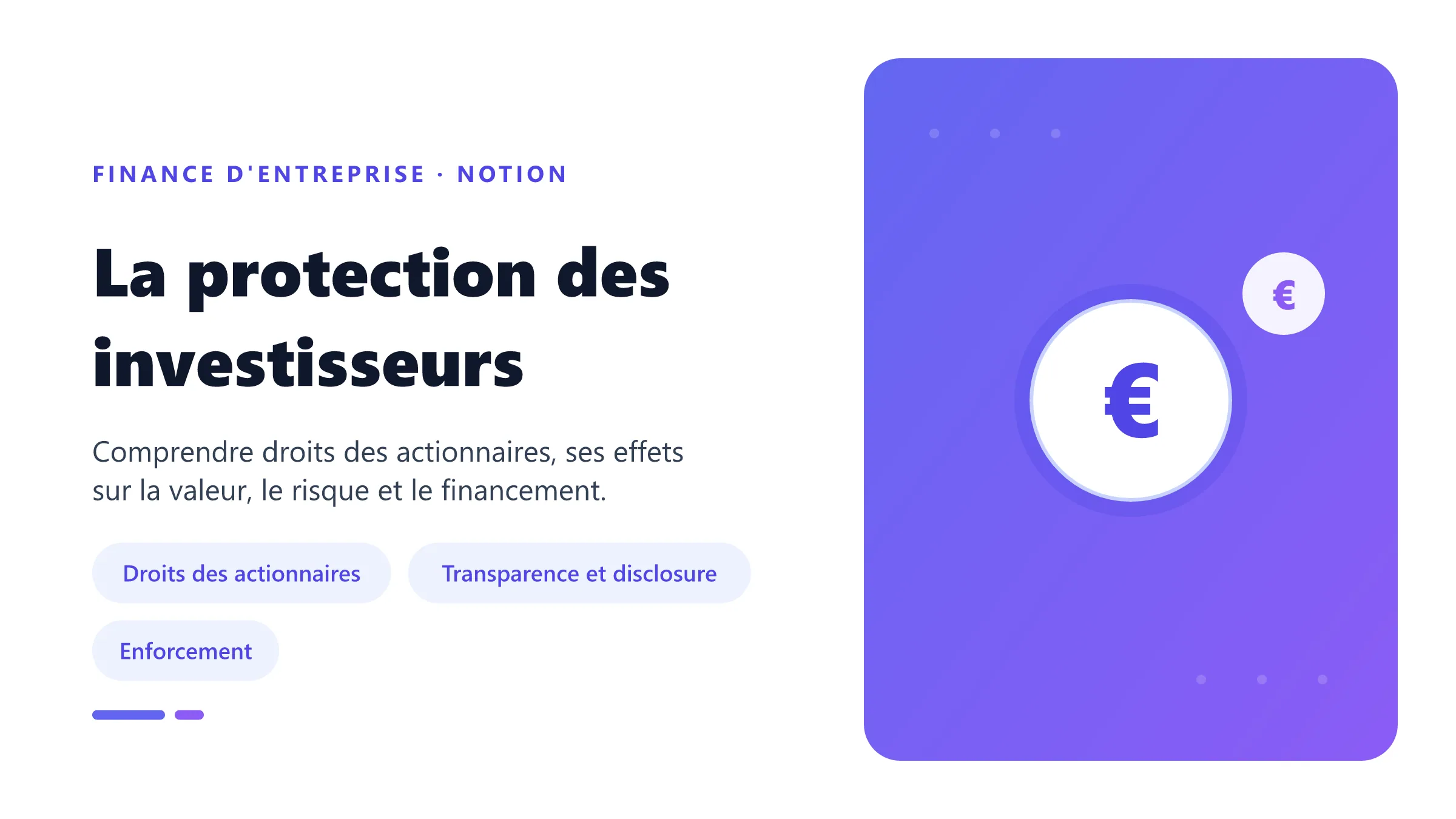 Visuel pédagogique sur protection des investisseurs : concepts, mécanismes et décision financière.
