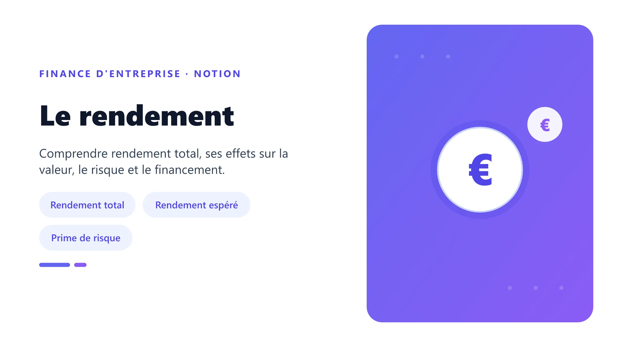 Le rendement Visuel pédagogique sur rendement : concepts, mécanismes et décision financière.
