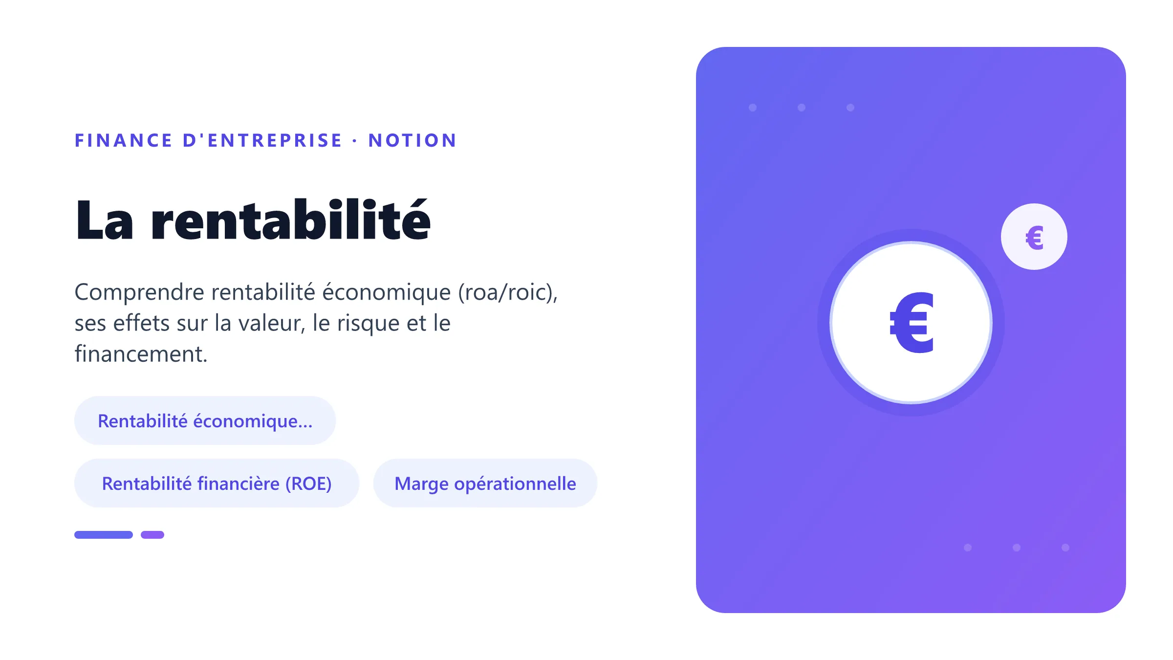 La rentabilité Visuel pédagogique sur rentabilité : concepts, mécanismes et décision financière.