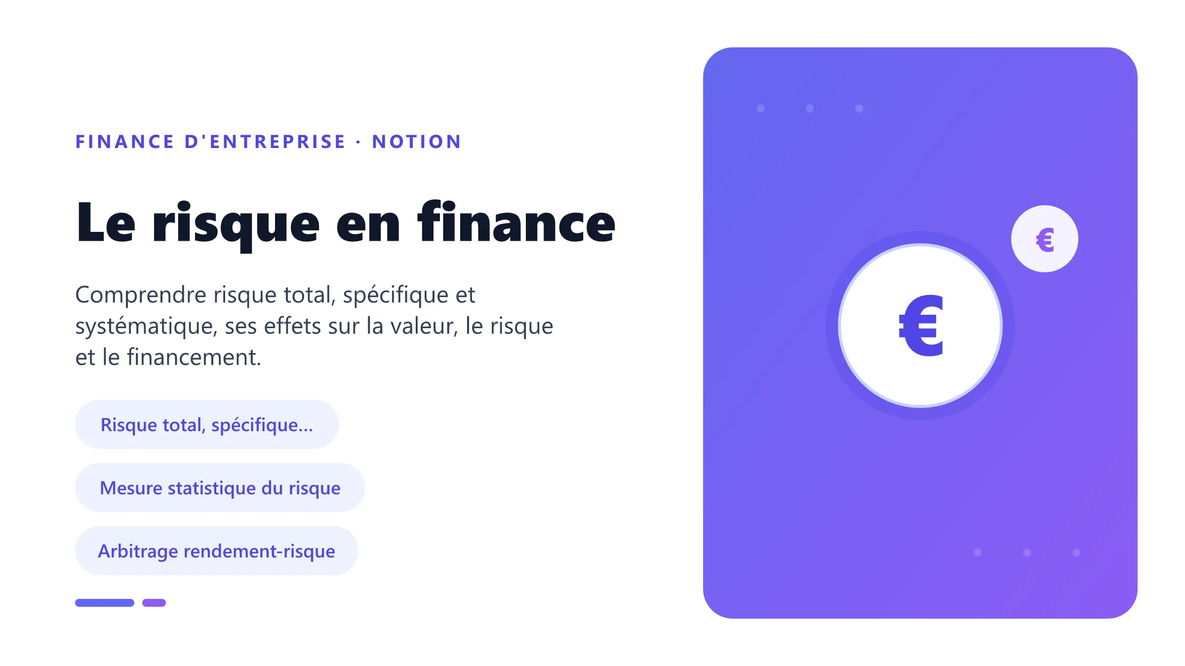 Visuel pédagogique sur risque en finance : concepts, mécanismes et décision financière.