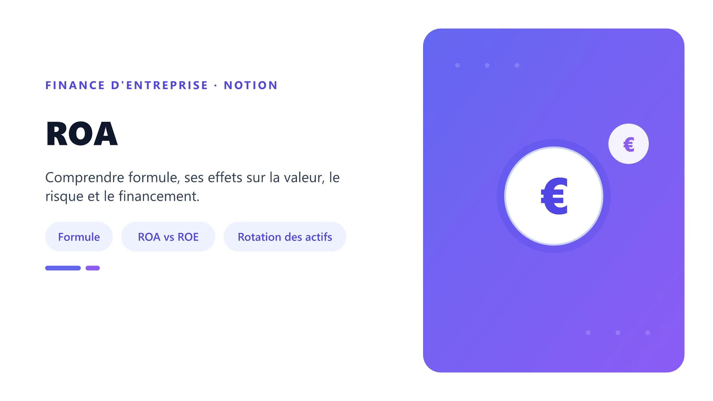 ROA Visuel pédagogique sur roa : concepts, mécanismes et décision financière.