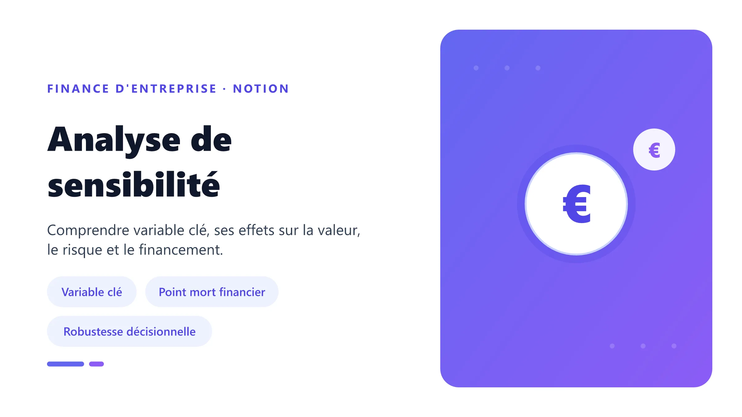Analyse de sensibilité Visuel pédagogique sur analyse de sensibilité : concepts, mécanismes et décision financière.