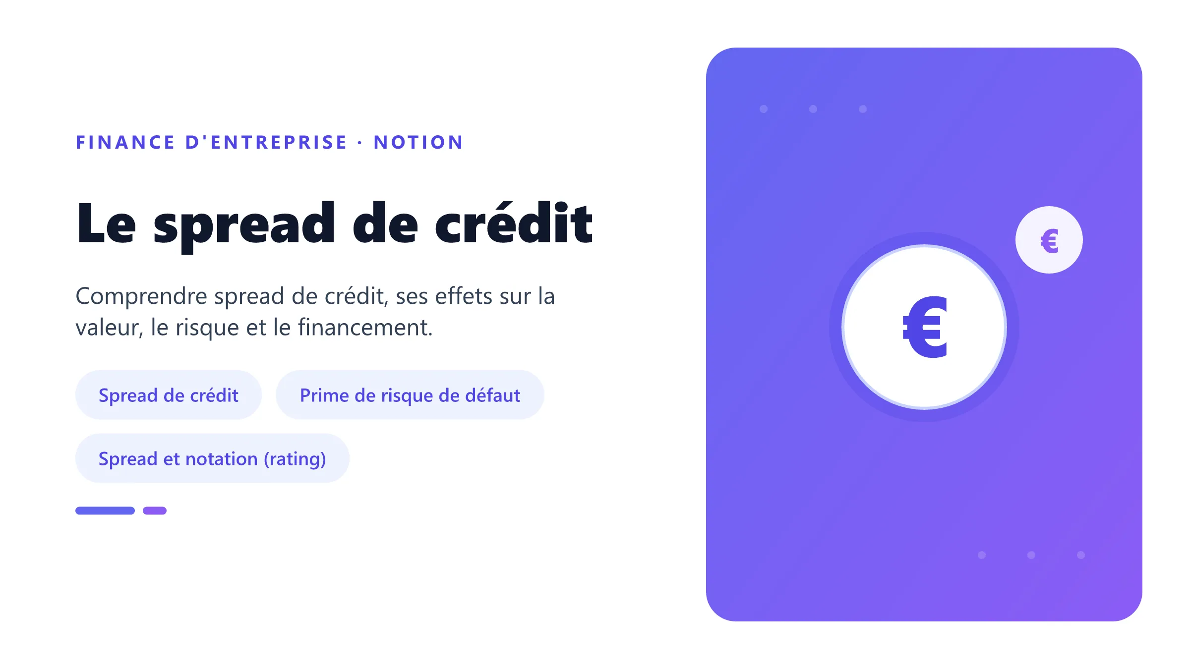 Le spread de crédit Visuel pédagogique sur spread de crédit : concepts, mécanismes et décision financière.