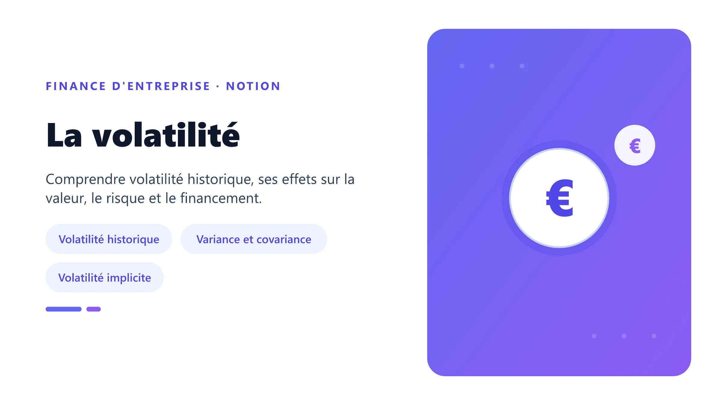 La volatilité Visuel pédagogique sur volatilité : concepts, mécanismes et décision financière.